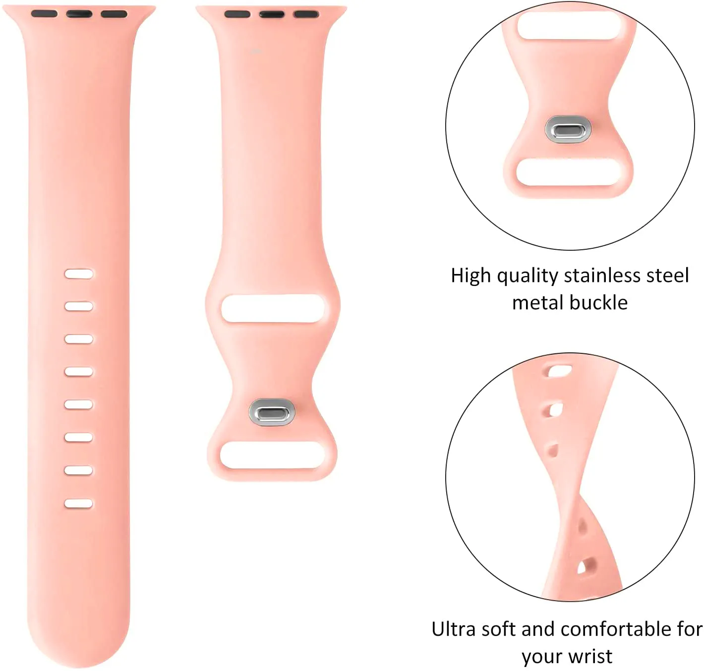Editors Choice Apple Watch Silicone Strap Classic (Light Pink)  Dont Miss Out!