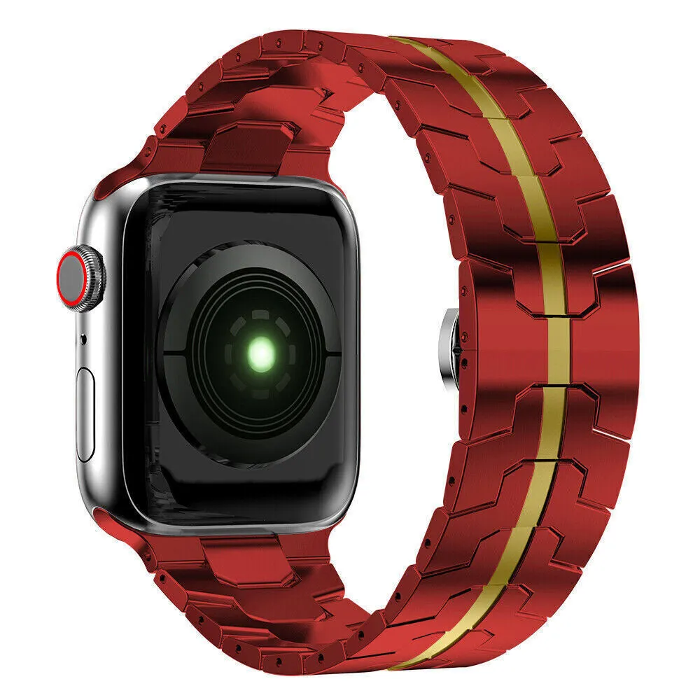 Editors Choice Apple Watch Steel Iron Strap (Red/Gold)  Last Few Pieces!