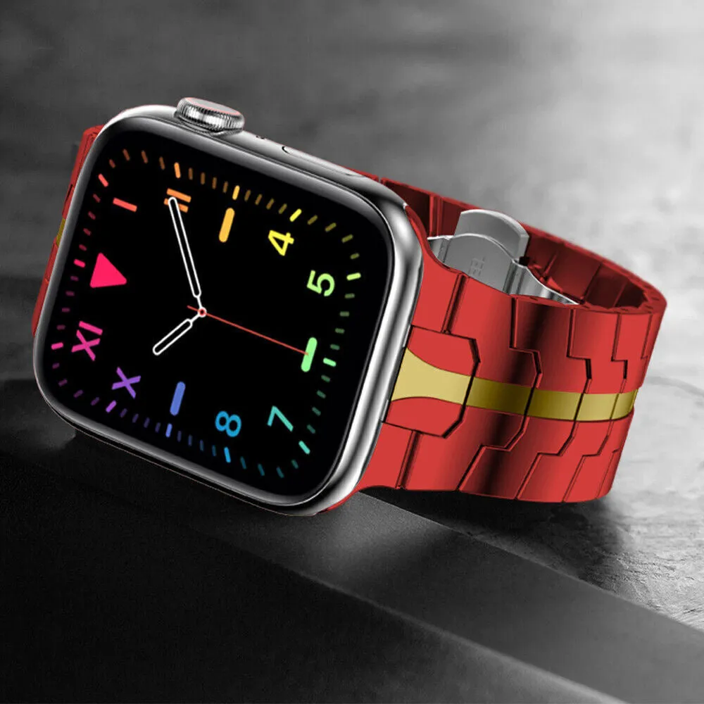 Editors Choice Apple Watch Steel Iron Strap (Red/Gold)  Last Few Pieces!