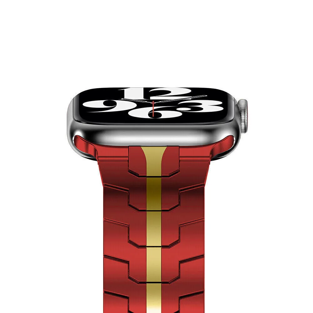 Editors Choice Apple Watch Steel Iron Strap (Red/Gold)  Last Few Pieces!