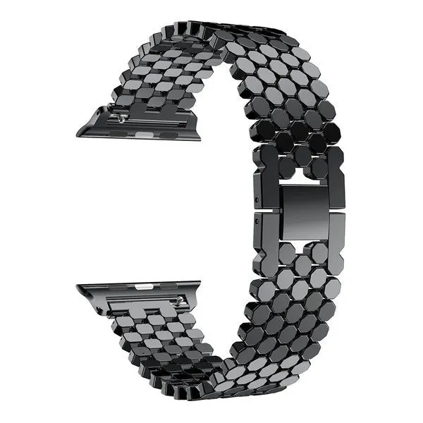 Editors Choice Apple Watch Steel Strap Hexagons (Black)  Almost Sold Out!