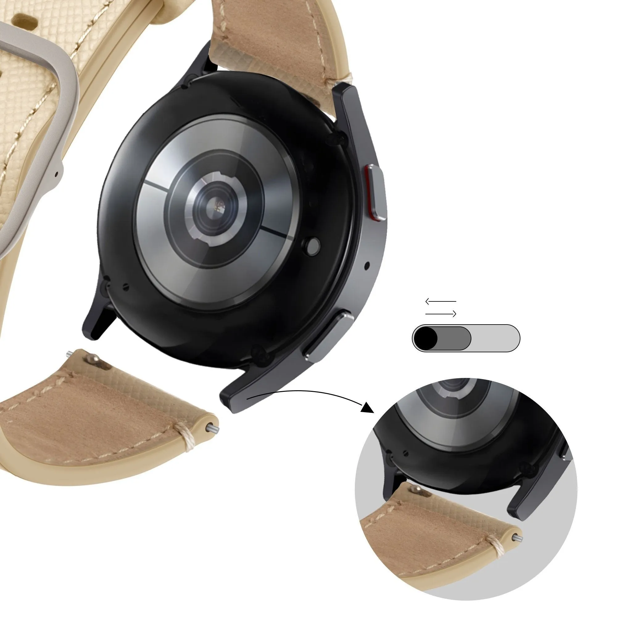 Editors Choice Bandz Amazfit GTS 4 Leather Strap 'Deluxe' (Khaki)  Limited Release!