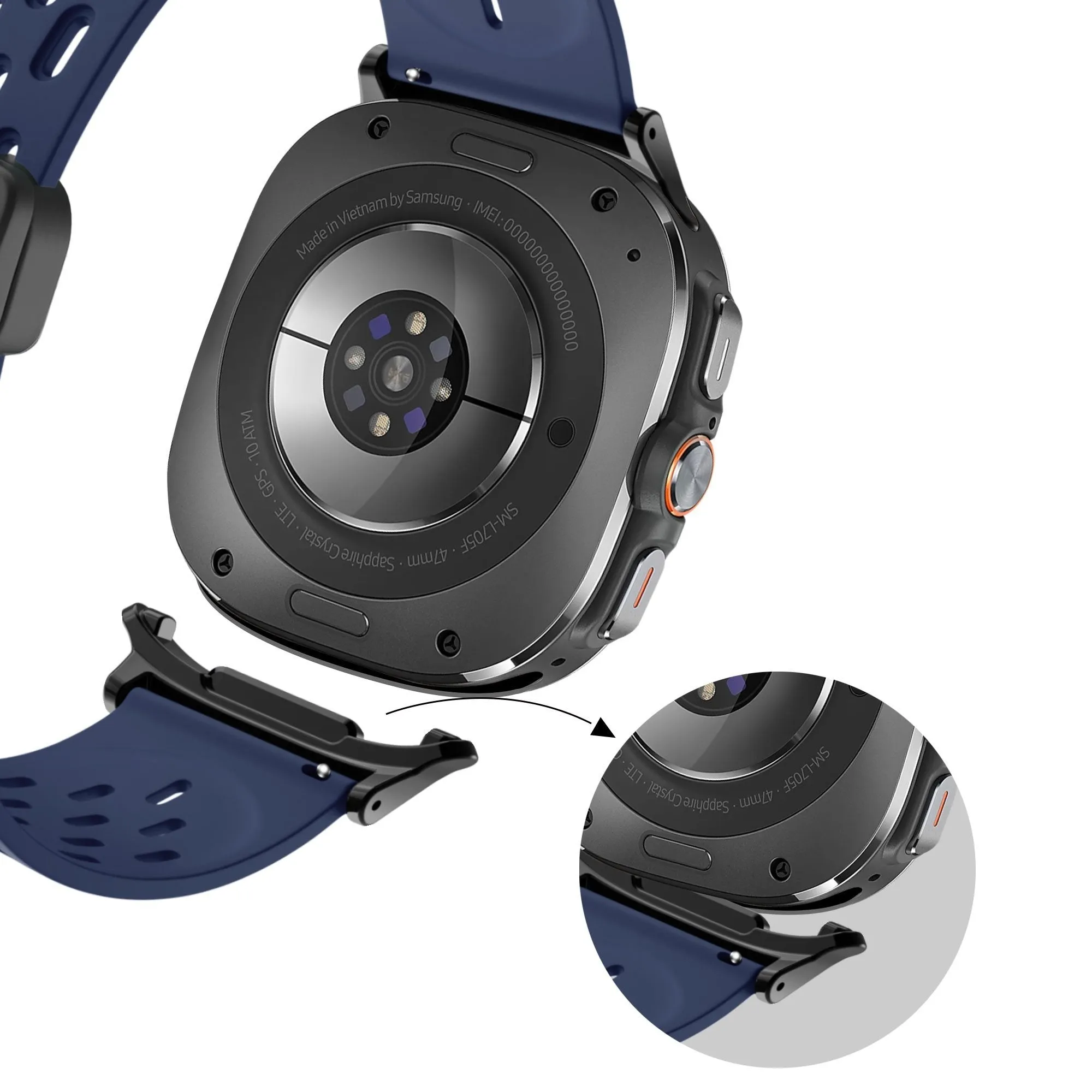 Editors Choice Bandz Samsung Galaxy Watch Ultra D-buckle Sport Strap 'Air' (Dark Blue)  Limited Release!