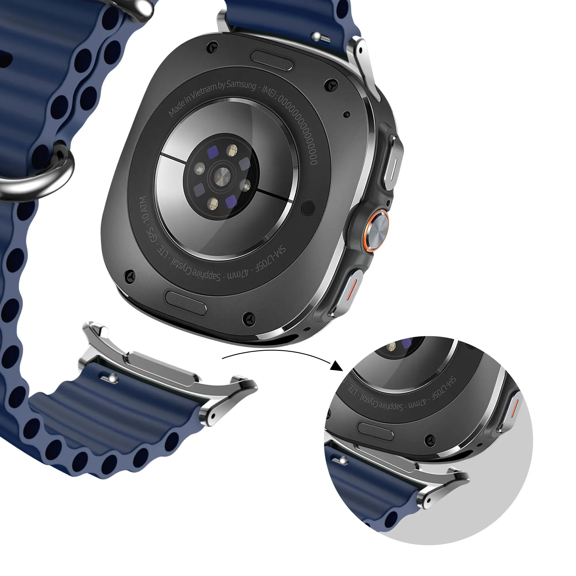 Editors Choice Bandz Samsung Galaxy Watch Ultra Ocean Strap 'Classic' (Dark Blue)  Today Only!