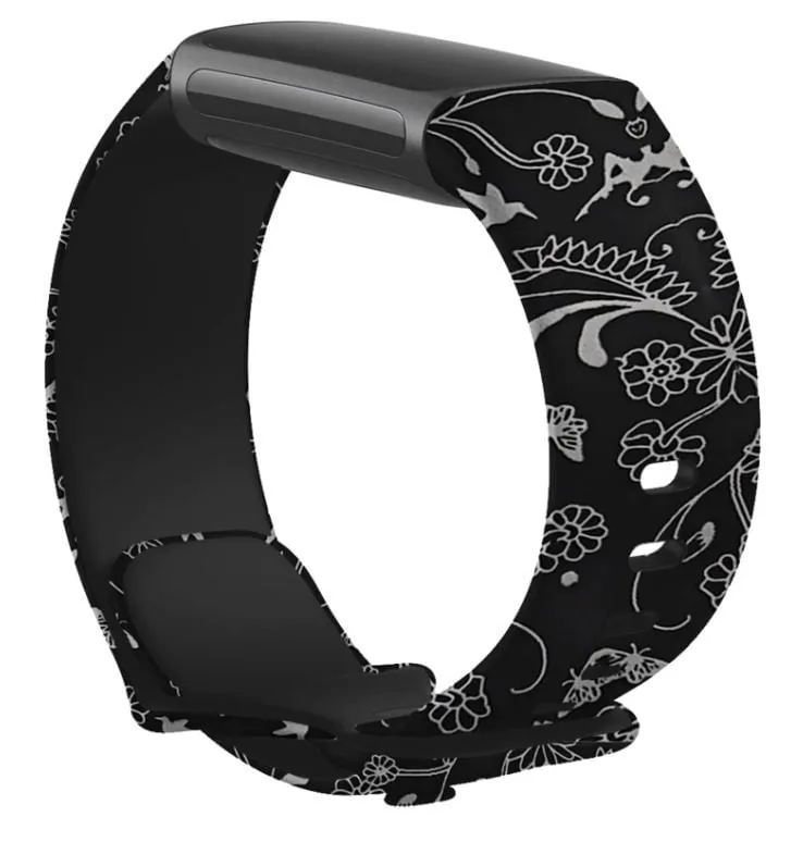 Editors Choice Black Floral Fitbit Charge 6 Strap  Almost Sold Out!