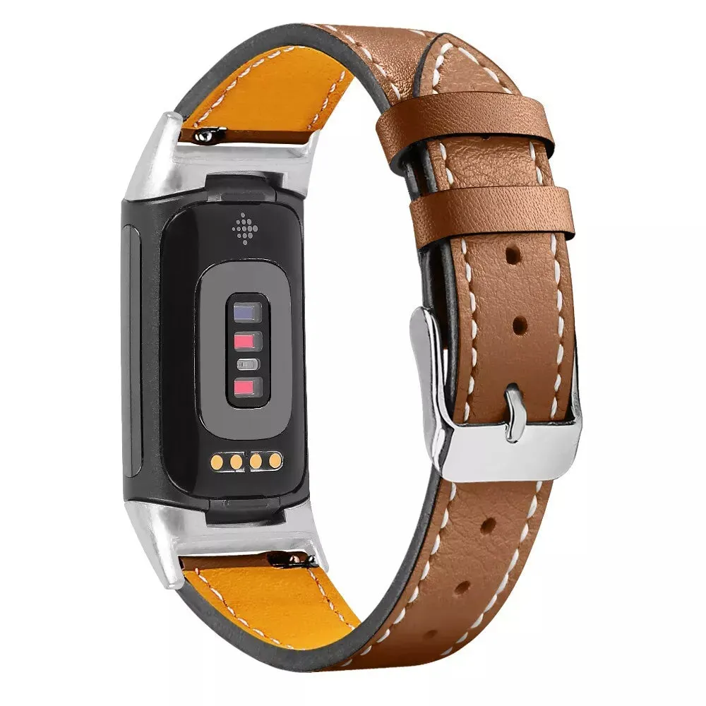 Editors Choice Fitbit Charge 6 Modern Leather Strap (Brown)  Limited Stock!