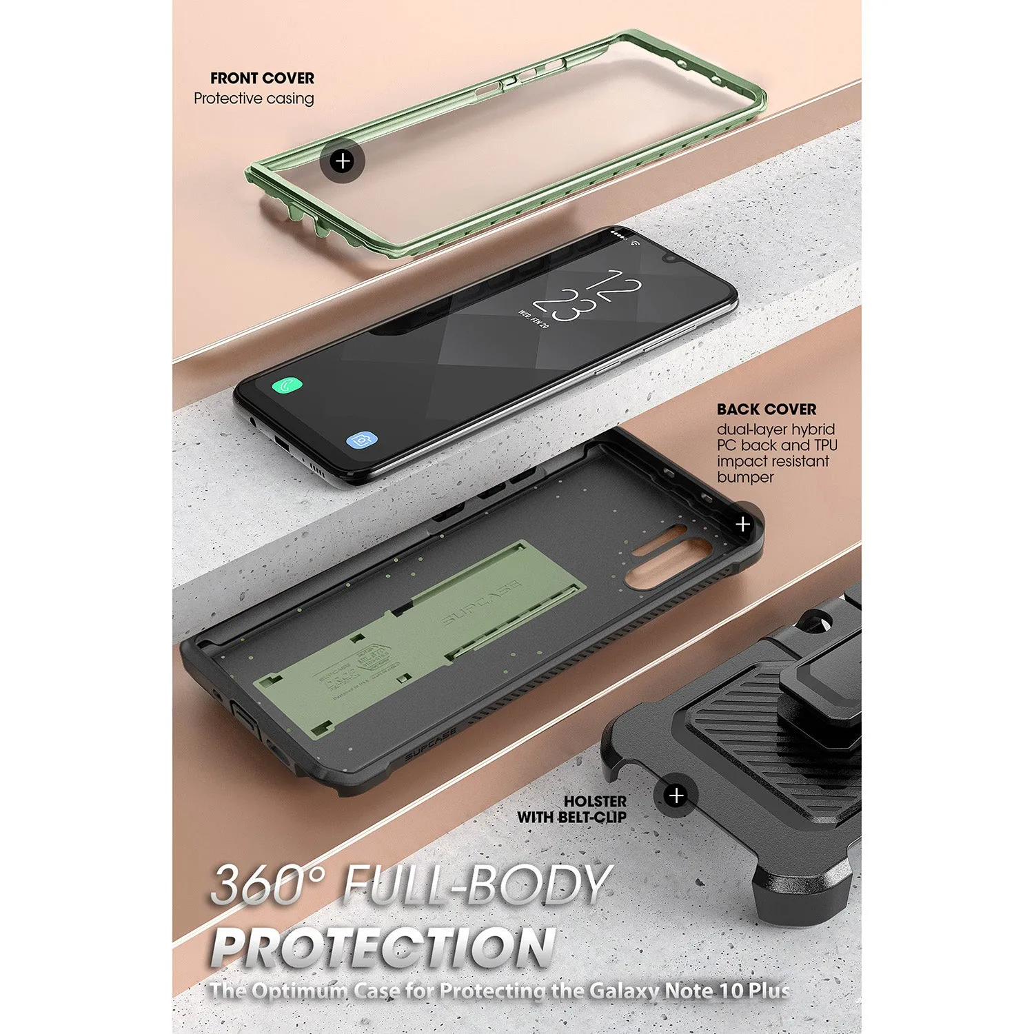 Editors Choice Galaxy Note10 Plus / Note10 Plus 5G Unicorn Beetle Pro Full-Body Rugged Case-Dark Green  Almost Gone!