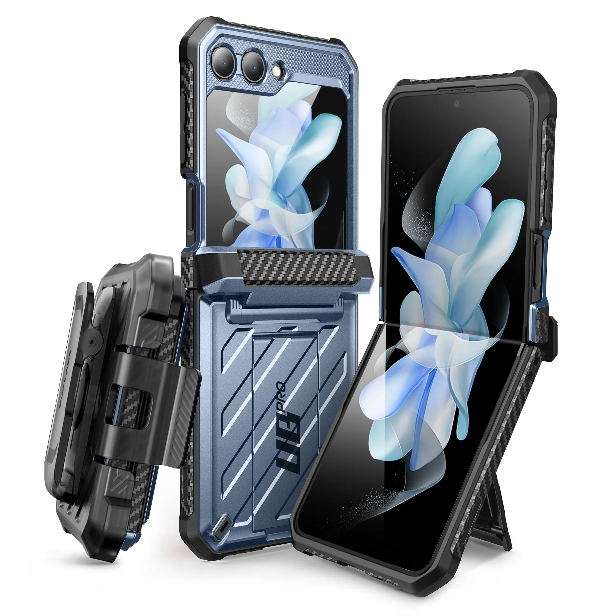 Editors Choice Galaxy Z Flip5 Unicorn Beetle PRO Rugged Case with Belt Clip-Metallic Blue  Going Fast!