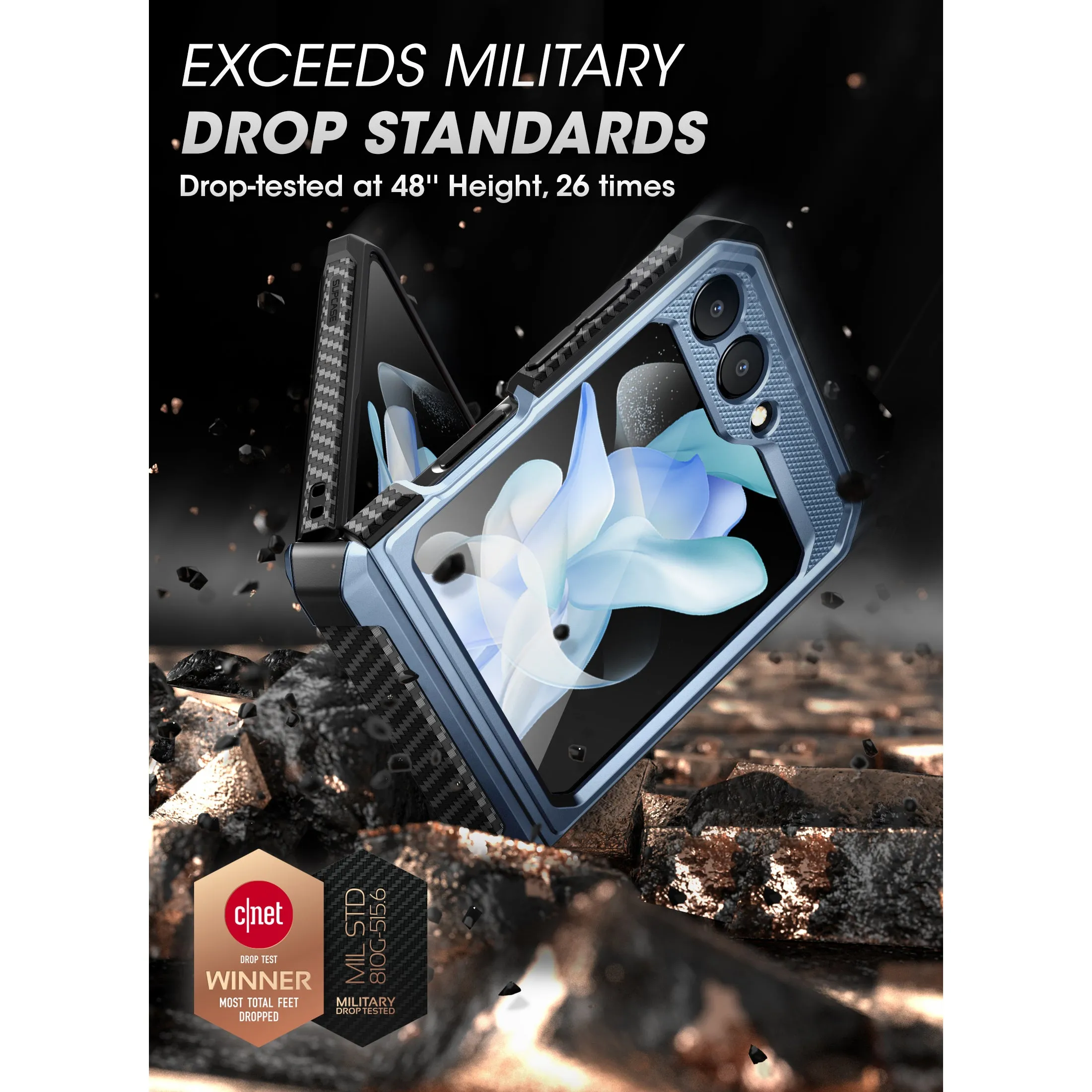 Editors Choice Galaxy Z Flip5 Unicorn Beetle PRO Rugged Case with Belt Clip-Metallic Blue  Going Fast!