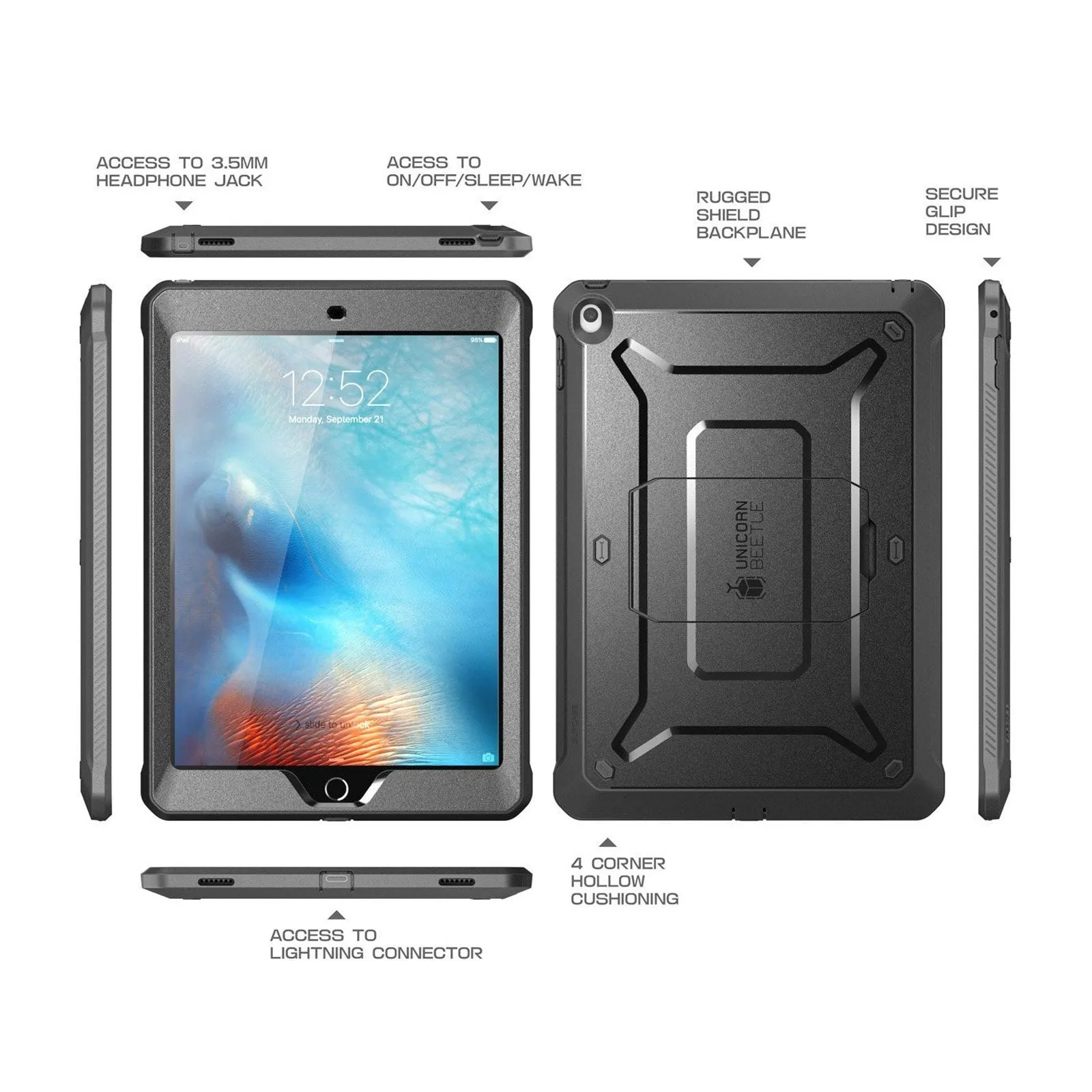 Editors Choice iPad 9.7 inch Unicorn Beetle Pro Full-Body Case-Black  Limited Stock!