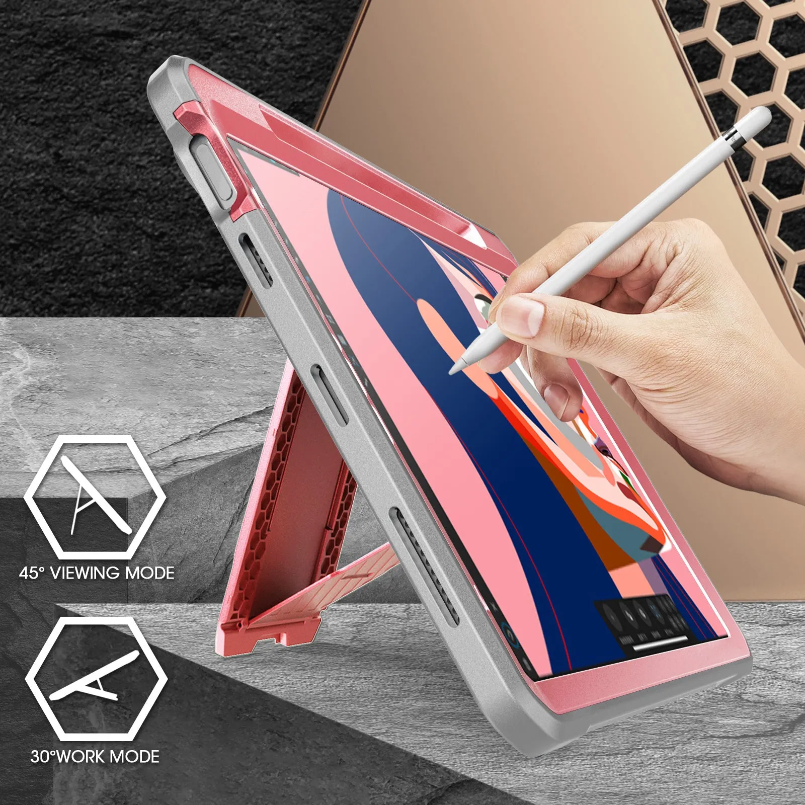 Editors Choice iPad Air 4 / 5 Unicorn Beetle PRO Rugged Kickstand Case-Rose Gold  Last Chance!