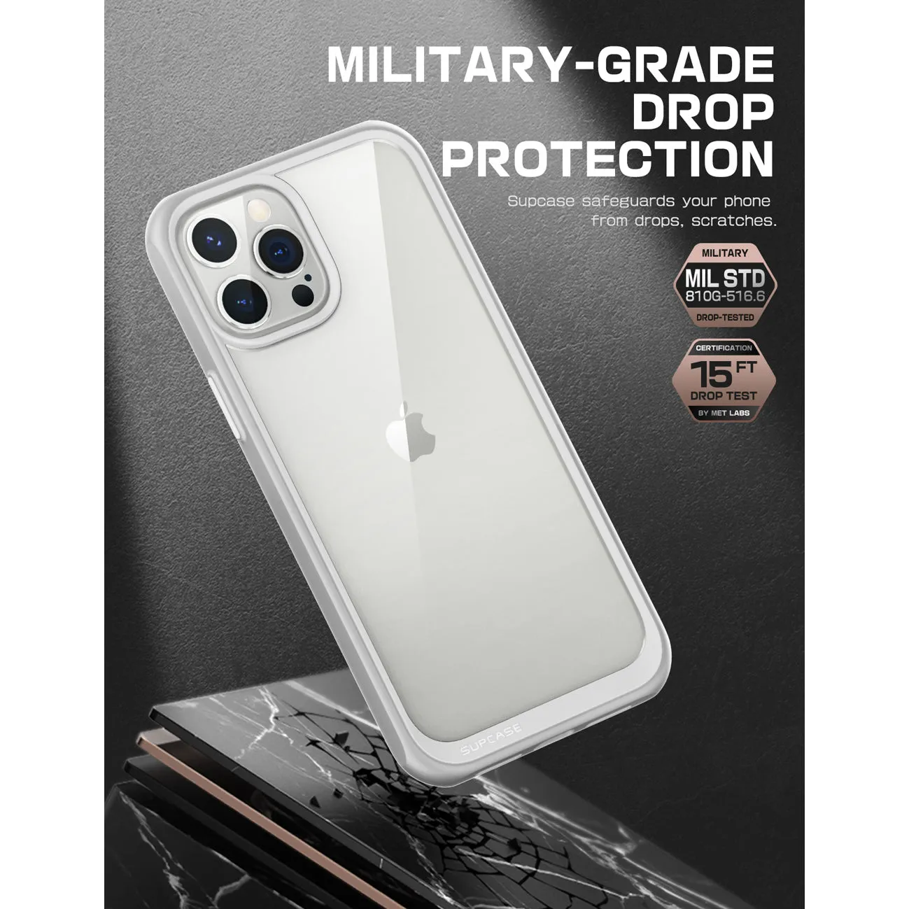 Editors Choice iPhone 13 Pro Max 6.7 inch Unicorn Beetle Style Slim Clear Case-Gray  Limited Stock!