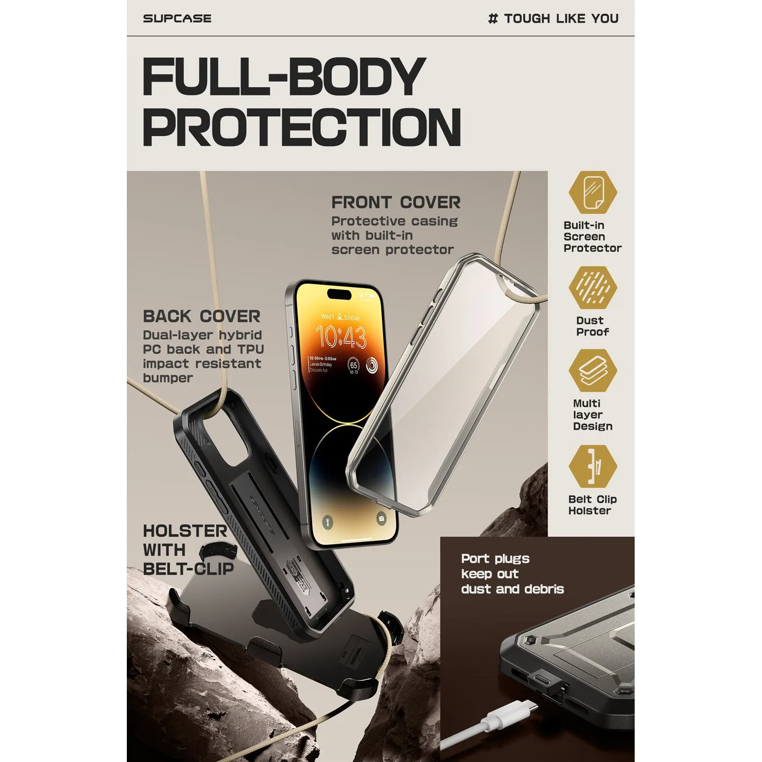 Editors Choice iPhone 15 Pro Max 6.7 inch Unicorn Beetle PRO Rugged Case-Titan Gray  Limited Release!