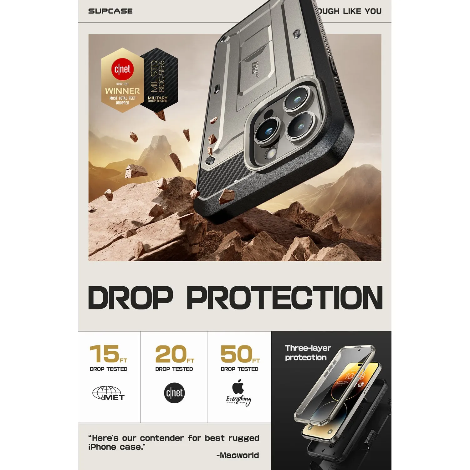 Editors Choice iPhone 15 Pro Max 6.7 inch Unicorn Beetle PRO Rugged Case-Titan Gray  Limited Release!