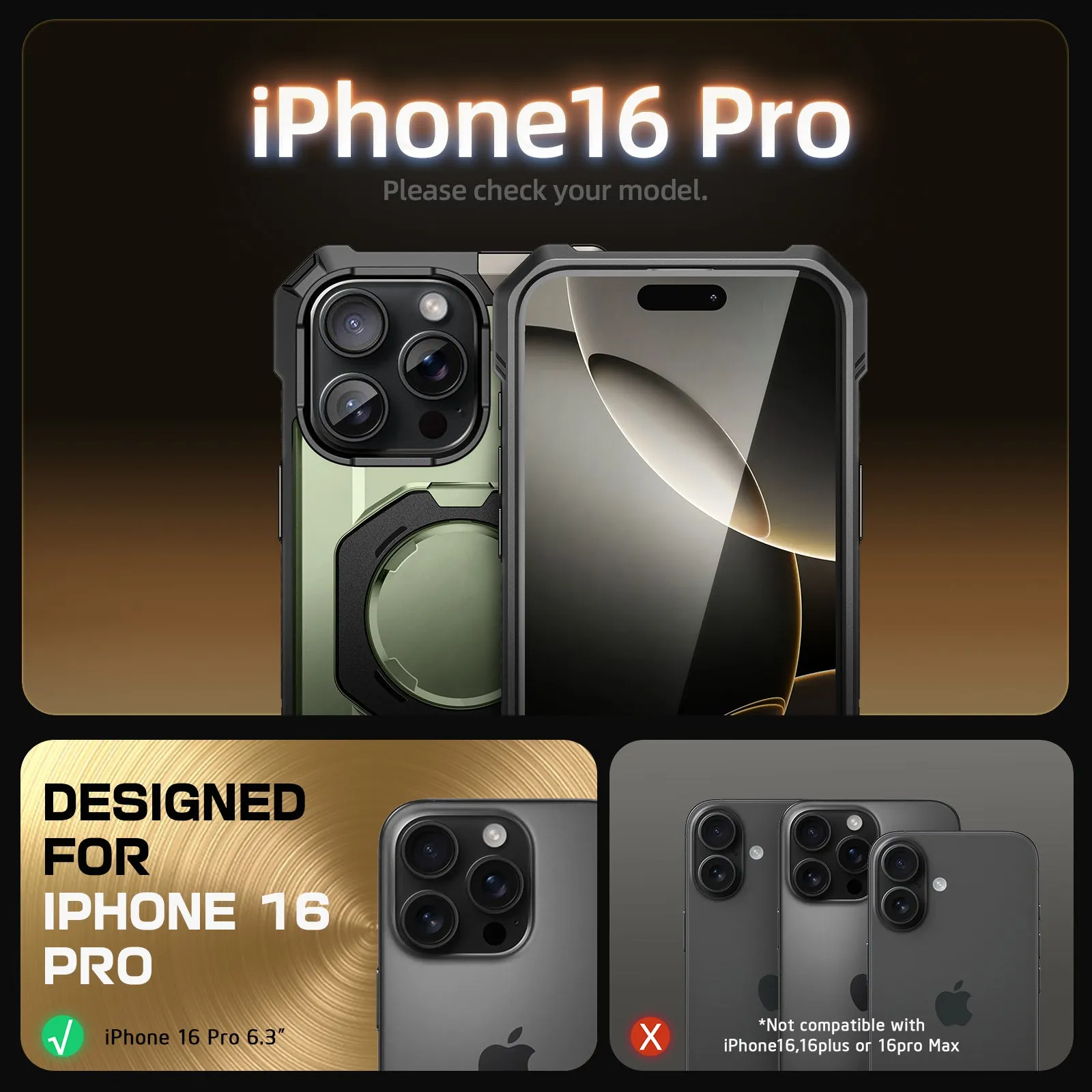 Editors Choice iPhone 16 Pro 6.3 inch UB Grip MagSafe Camera Control Button Phone Case-Dark Green  Almost Sold Out!