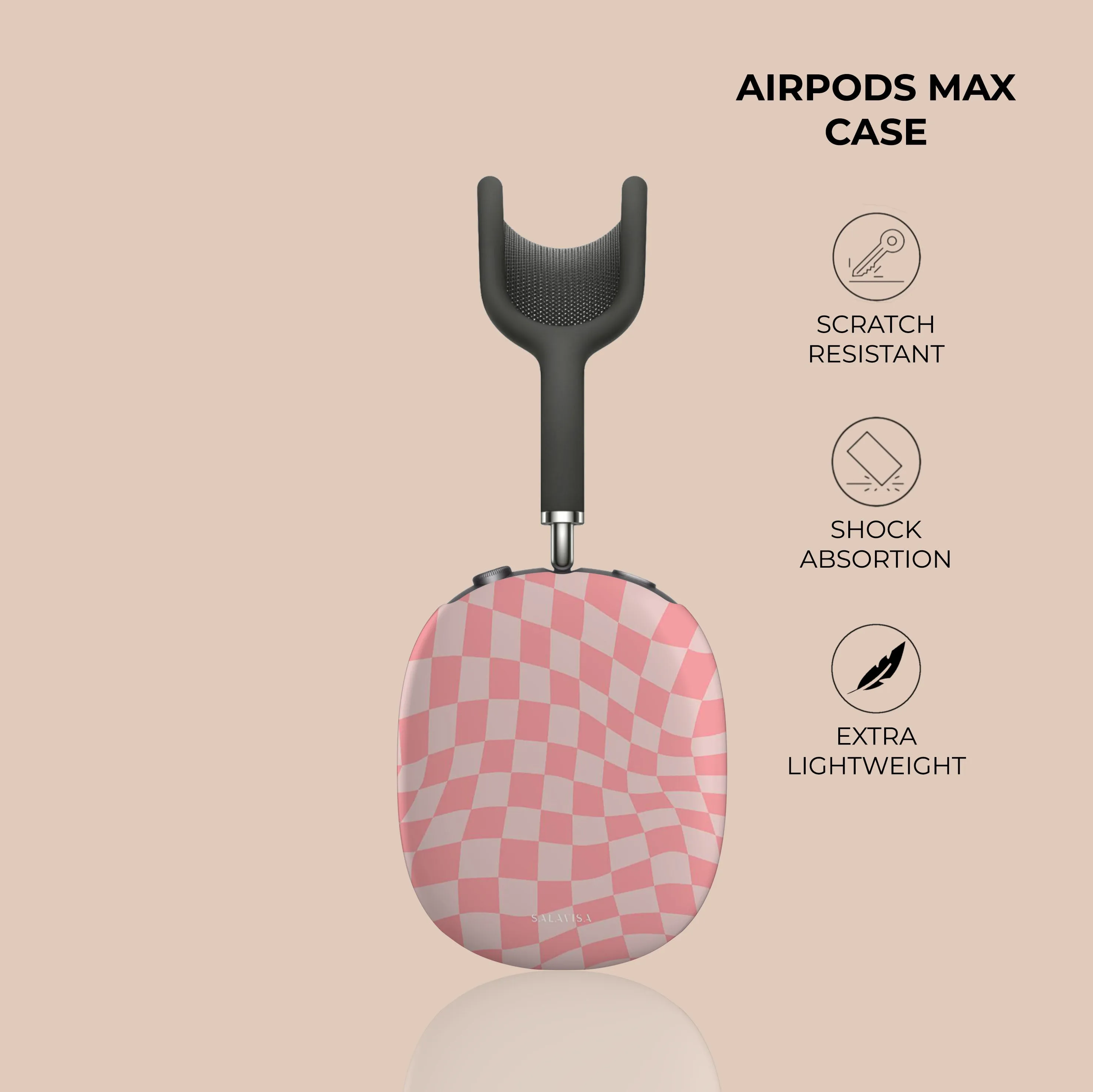 Editors Choice Pink Wave Checkered AirPods Max Case  Stylish & Comfortable