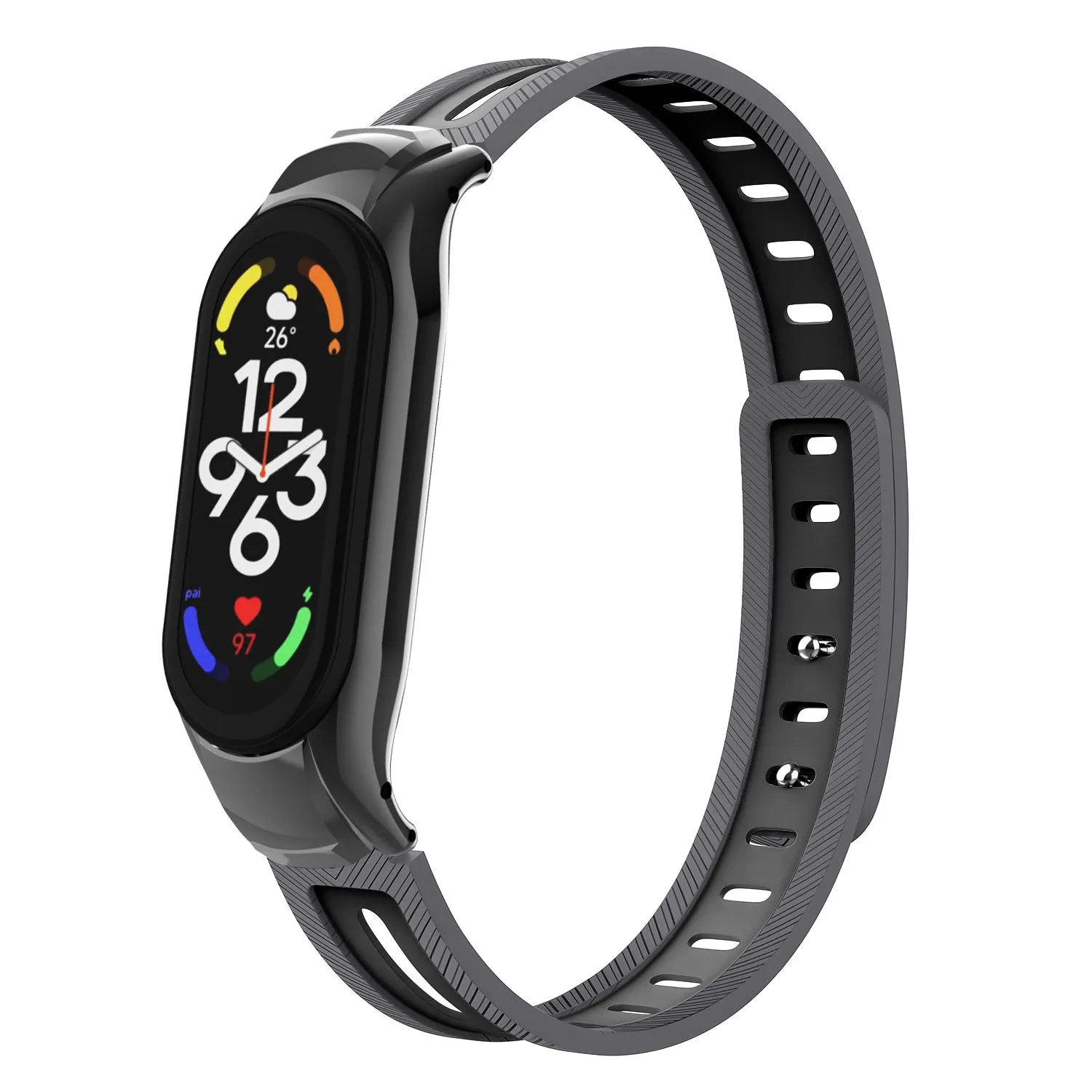Editors Choice Xiaomi Mi Band 7 Sport Strap with Frame (Grey/Black)  Almost Gone!