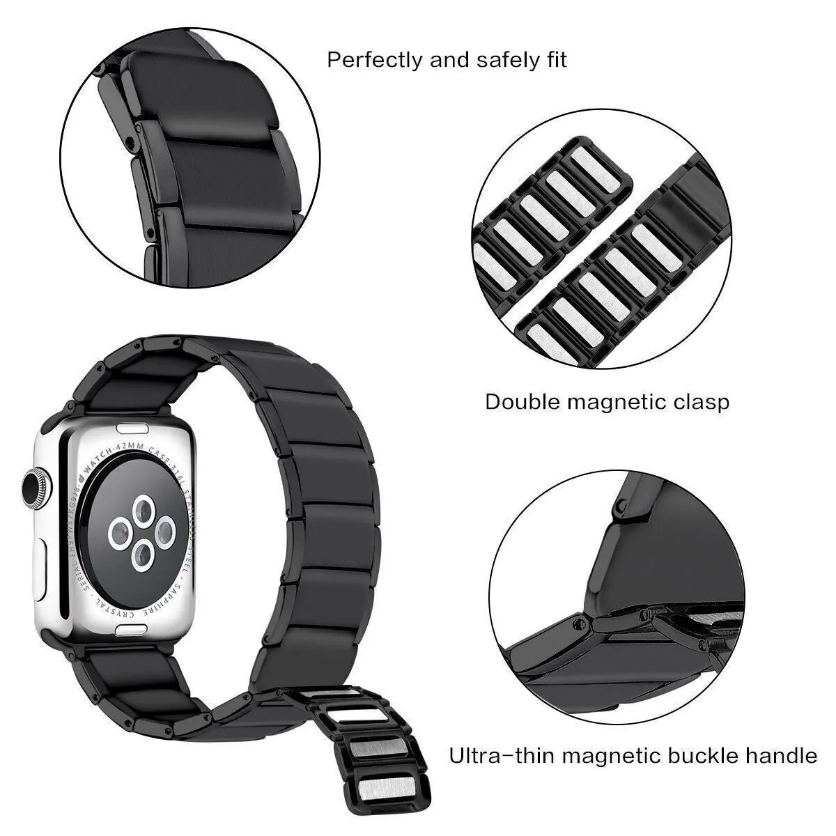 Editors Pick Apple Watch Magnetic Steel Strap (Black)  Last Few Pieces!