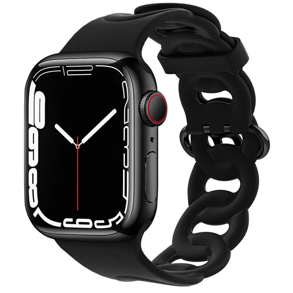 Editors Pick Apple Watch Silicone Chain Strap (Black)  Stylish & Comfortable