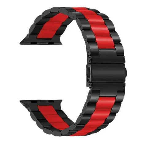 Editors Pick Apple Watch Steel Strap (Black/Red)  Last Chance!