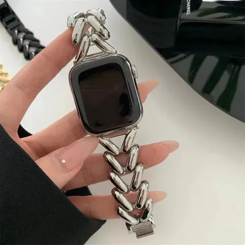 Editors Pick Apple Watch Steel Strap V-Type (Silver)  Stylish & Comfortable