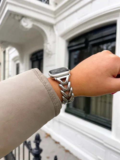 Editors Pick Apple Watch Steel Strap V-Type (Silver)  Stylish & Comfortable