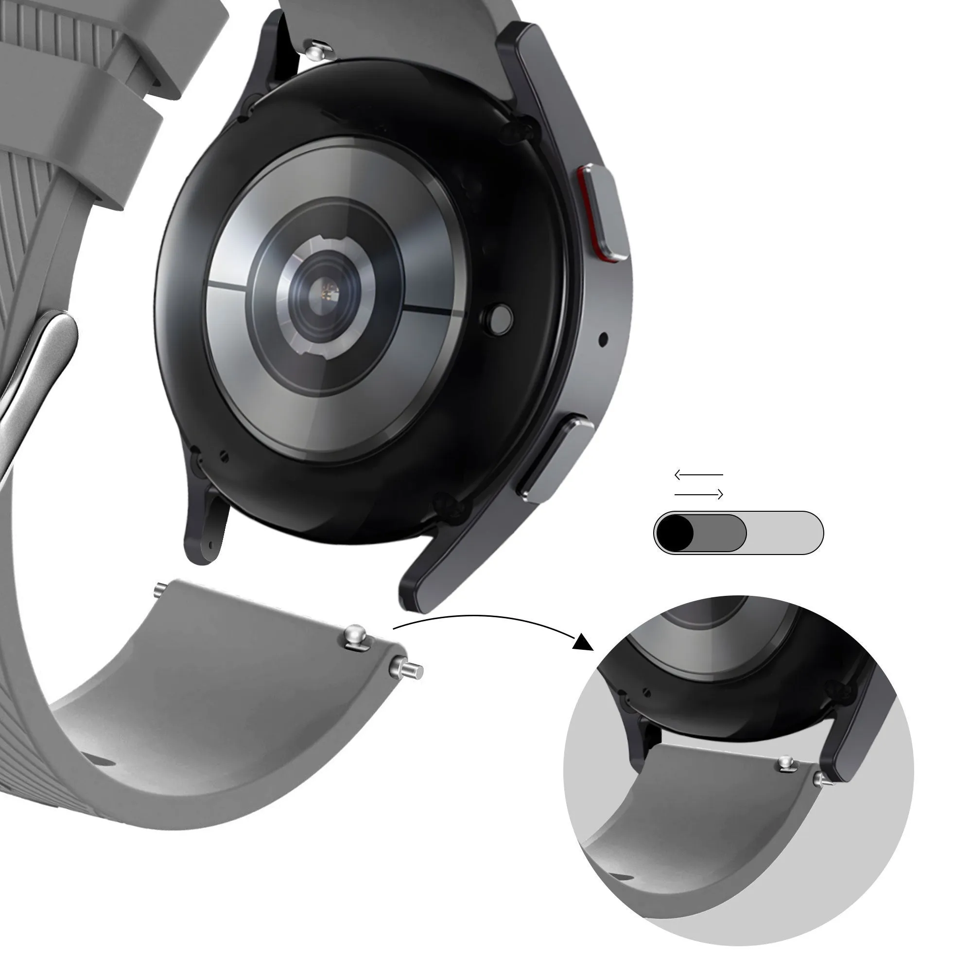 Editors Pick Bandz Huawei Watch 5 - 46mm Silicone Strap 'Deluxe' (Grey)  Last Few Pieces!