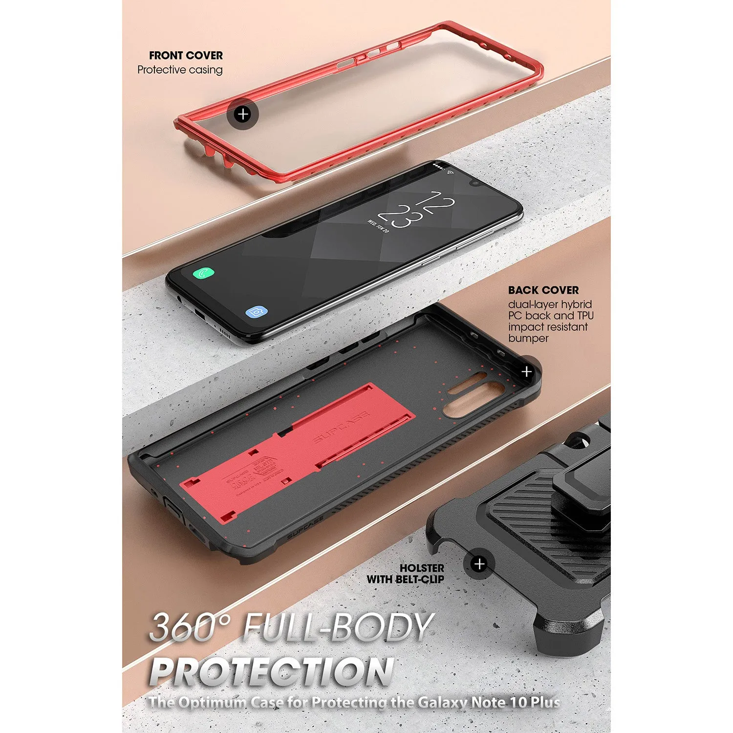Editors Pick Galaxy Note10 Plus / Note10 Plus 5G Unicorn Beetle Pro Full-Body Rugged Case-Metallic Red  Last Few Pieces!