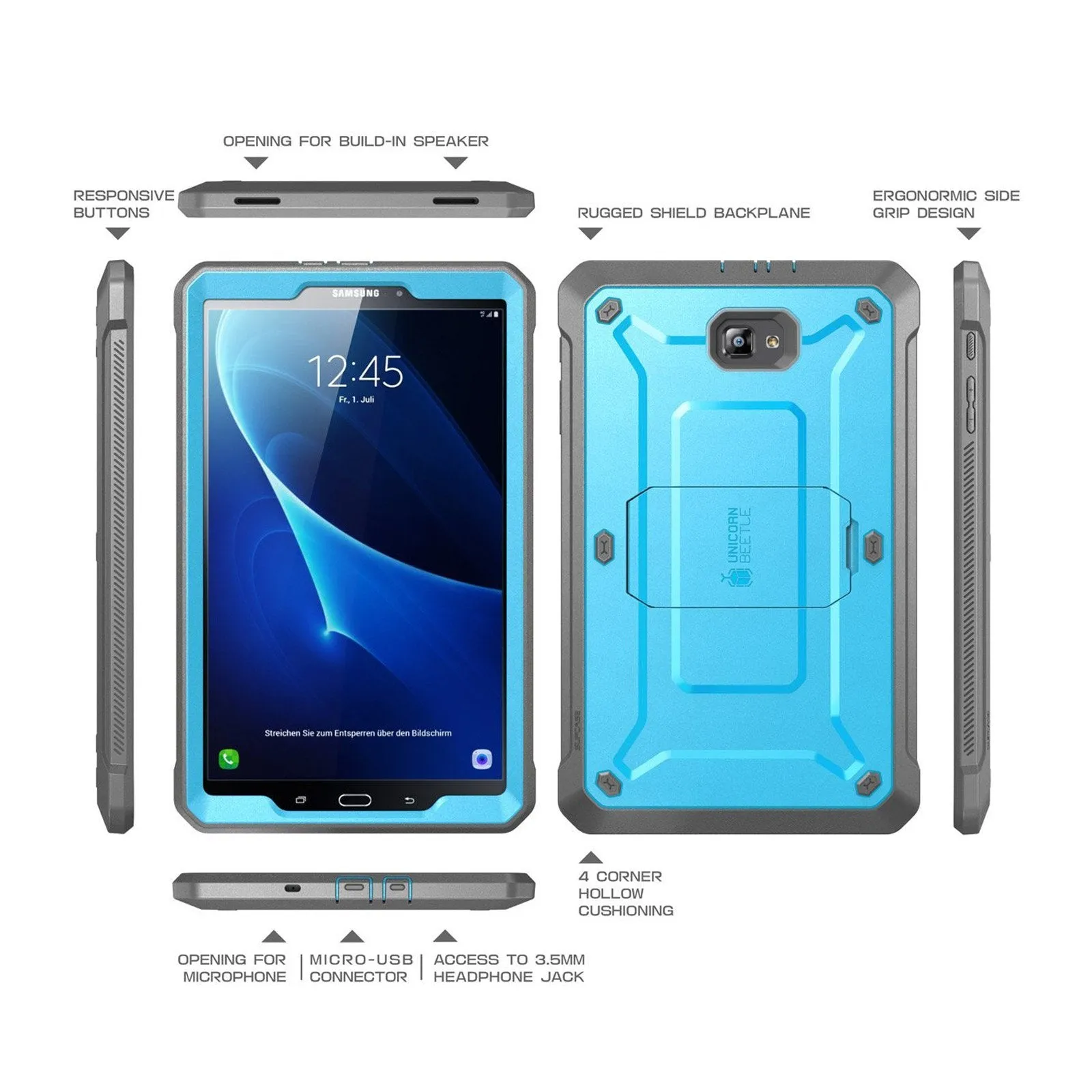 Editors Pick Galaxy Tab A 10.1 inch (2016) Unicorn Beetle Pro Full-Body Protective Case-Blue  Ends Soon!