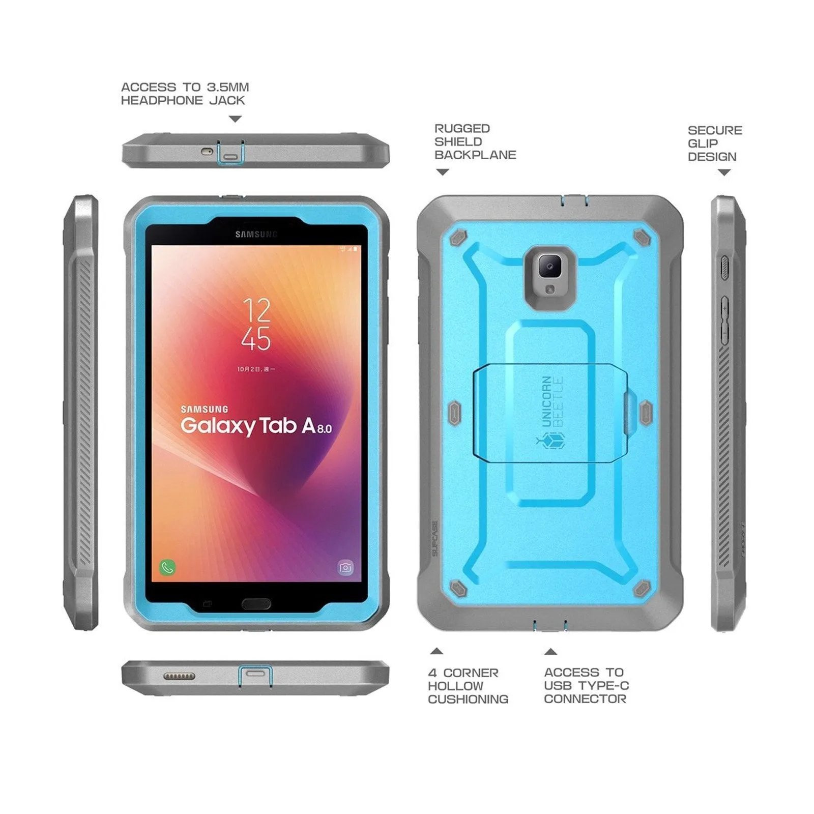 Editors Pick Galaxy Tab A 8.0 inch (2017) Unicorn Beetle Pro Rugged Case with Screen Protector and Kickstand-Black  Almost Sold Out!