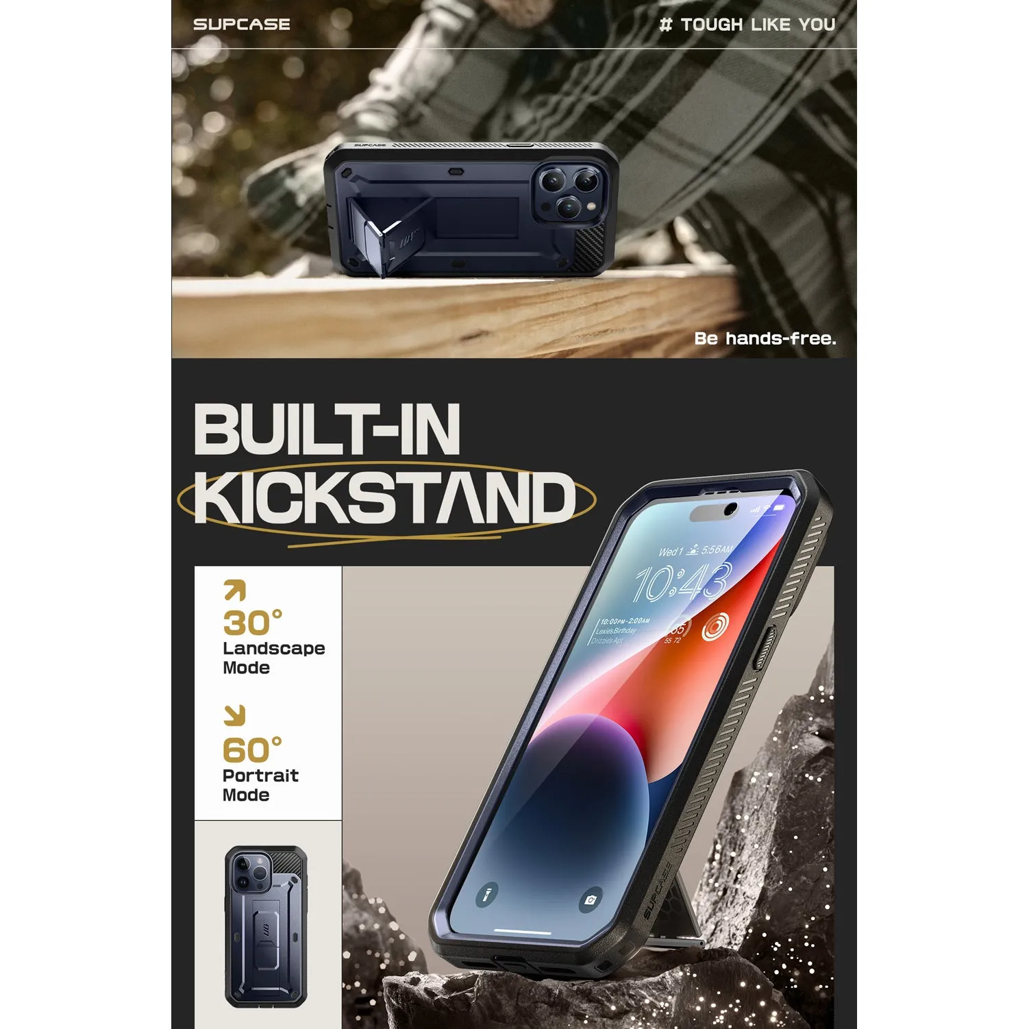 Editors Pick iPhone 15 Pro 6.1 inch Unicorn Beetle Pro Rugged Case-Dark Blue  Today Only!