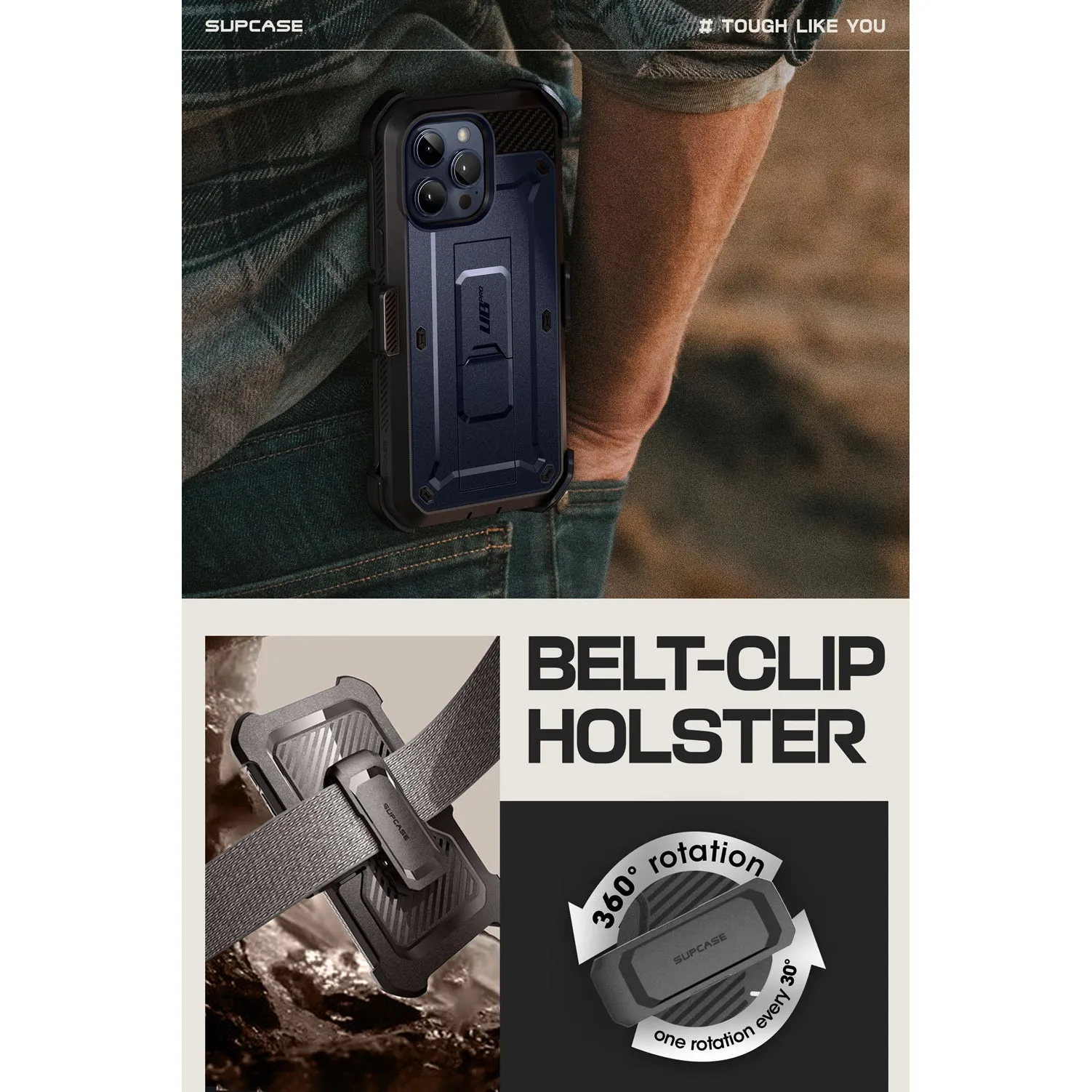 Editors Pick iPhone 15 Pro 6.1 inch Unicorn Beetle Pro Rugged Case-Dark Blue  Today Only!