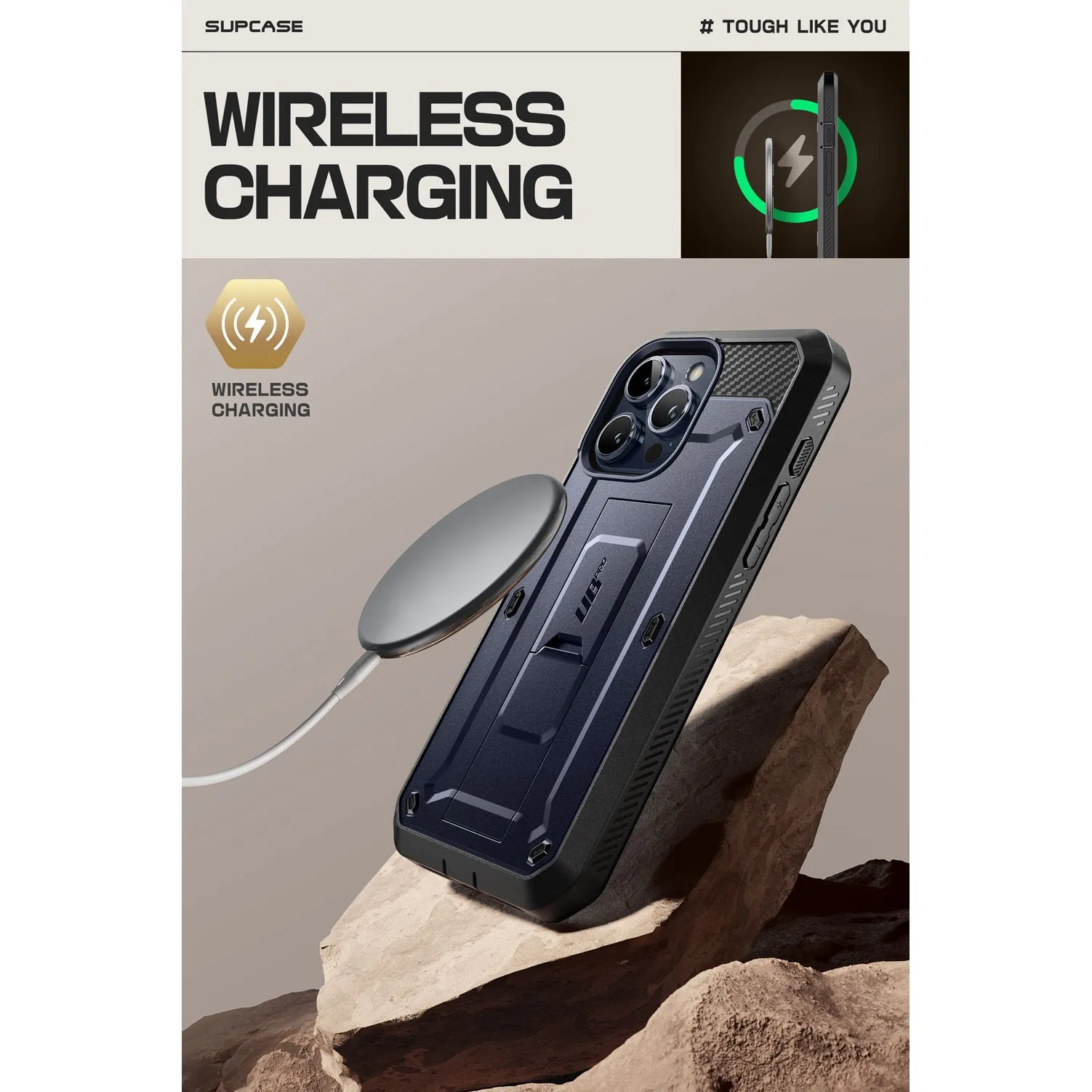 Editors Pick iPhone 15 Pro 6.1 inch Unicorn Beetle Pro Rugged Case-Dark Blue  Today Only!