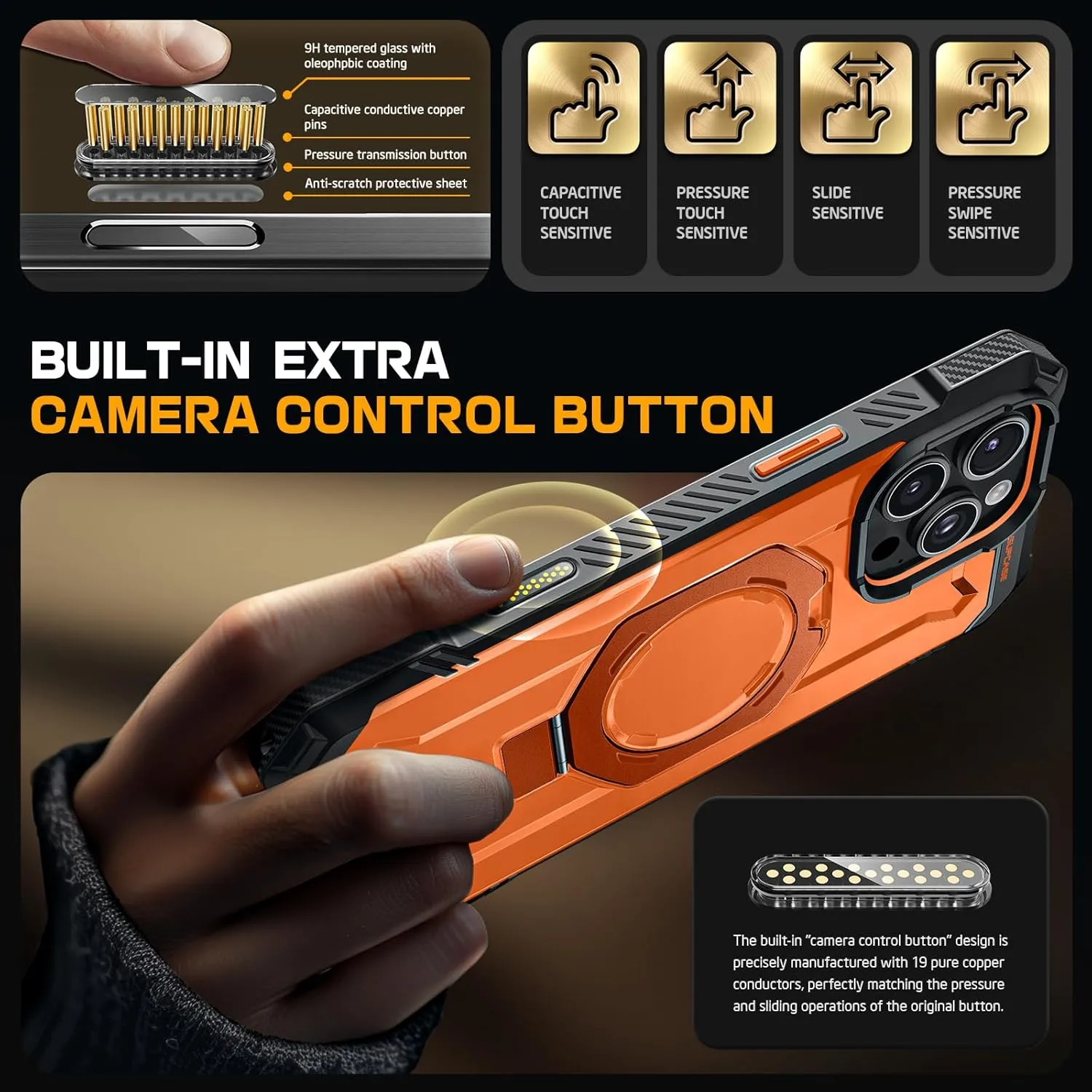 Editors Pick iPhone 16 Pro Max 6.9 inch UB Grip MagSafe Camera Control Button Phone Case-Magma  Limited Availability!