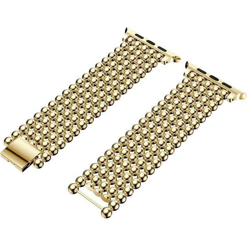 Exclusive Apple Watch Beaded Steel Strap (Gold)  Last Chance!