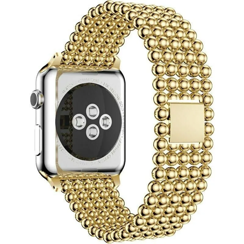Exclusive Apple Watch Beaded Steel Strap (Gold)  Last Chance!