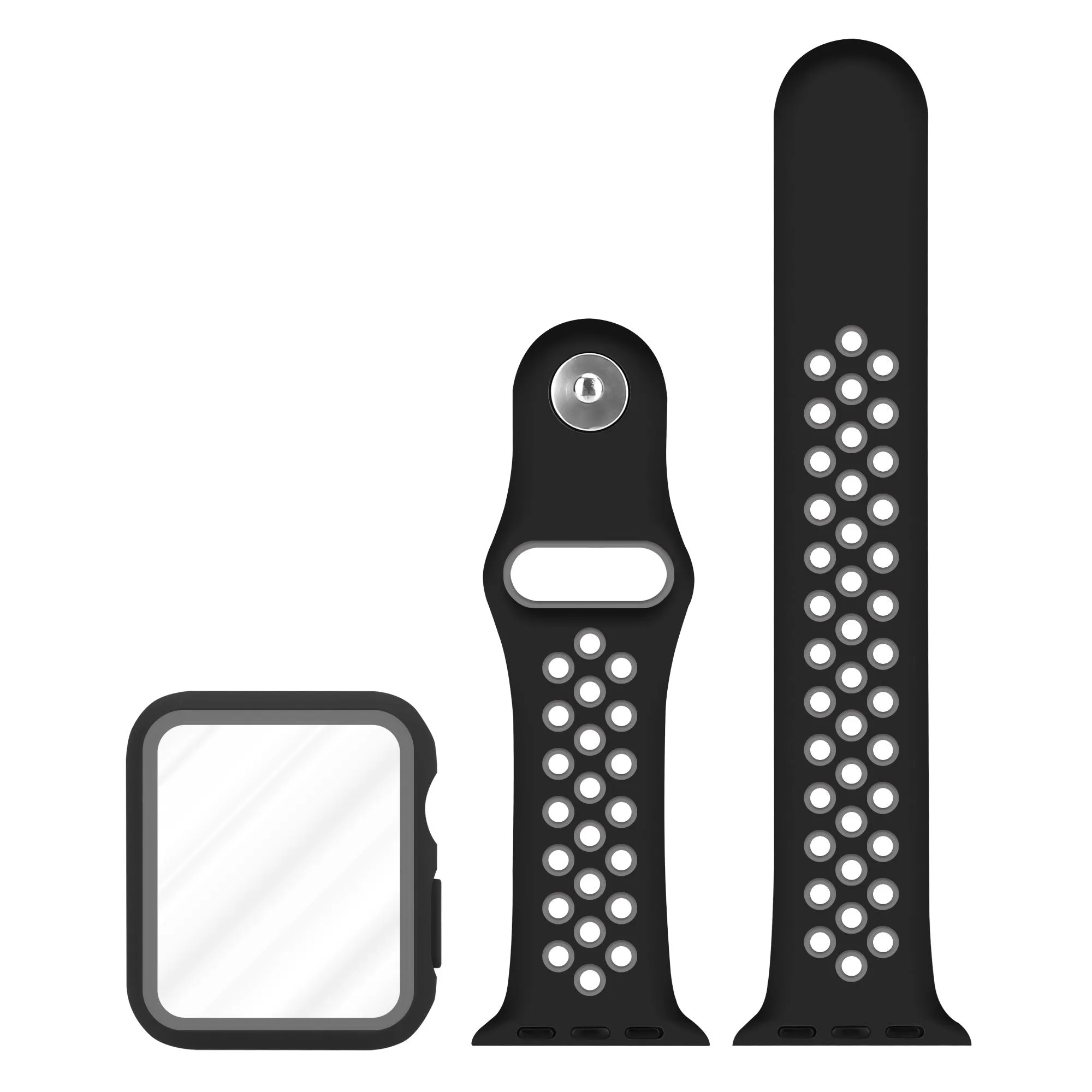 Exclusive Apple Watch Sport Strap   TPU Case (Black/Grey)  Last Few Pieces!