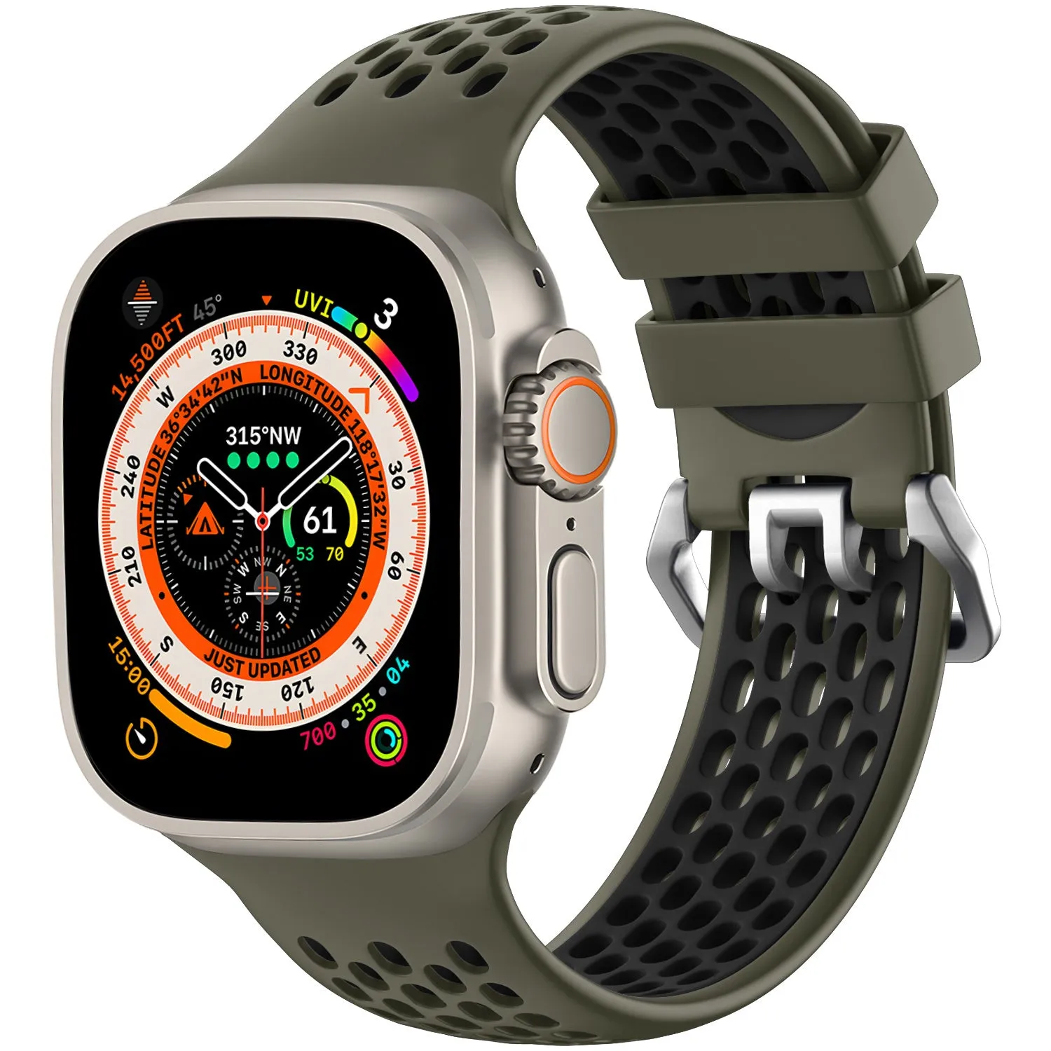 Exclusive Apple Watch Sport Strap with Buckle (Army Green/Black)  Dont Miss Out!