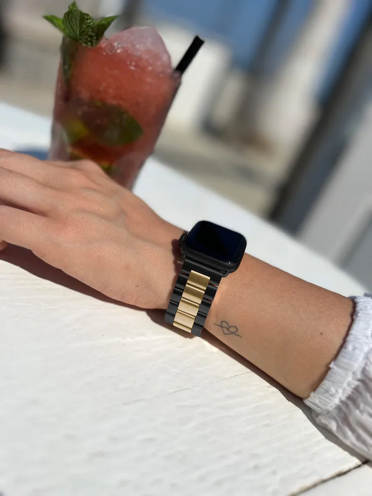 Exclusive Apple Watch Steel Strap (Black/Gold)  Last Few Pieces!