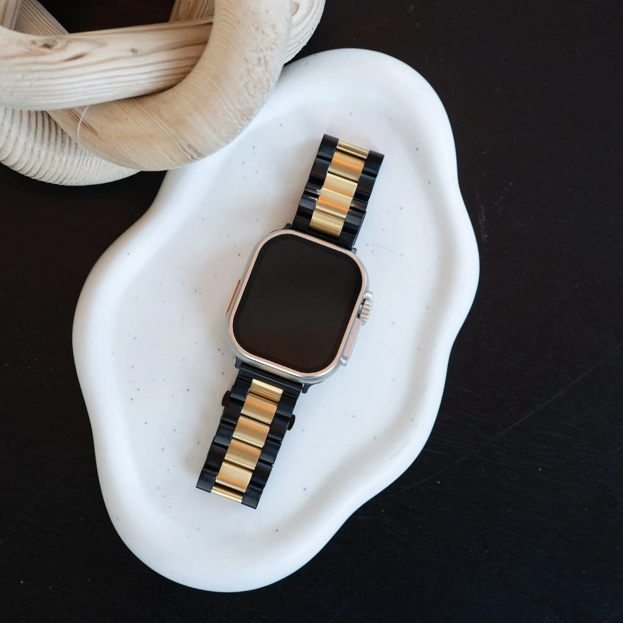 Exclusive Apple Watch Steel Strap (Black/Gold)  Last Few Pieces!