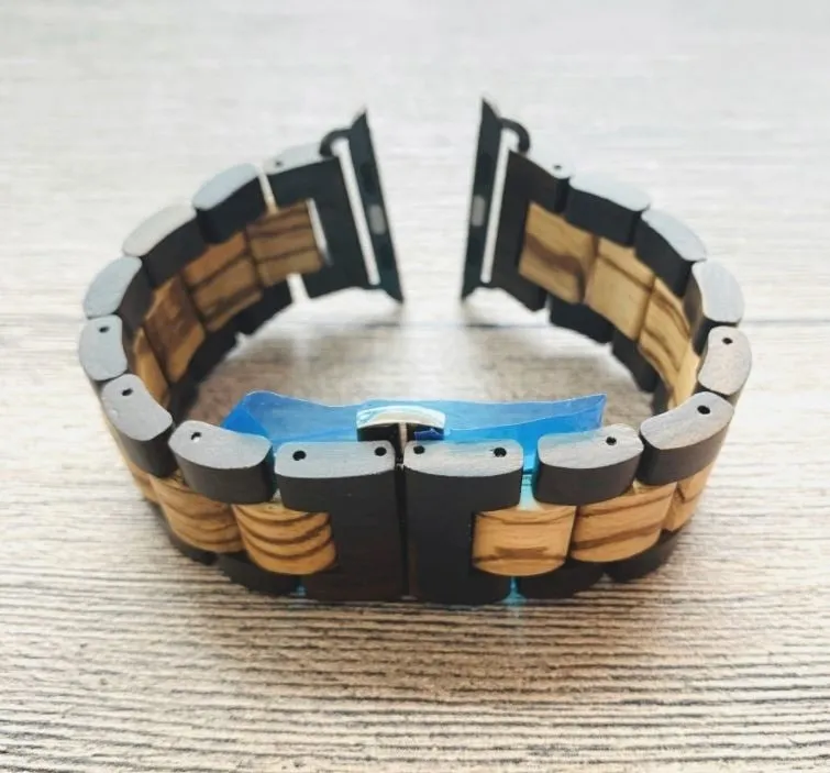 Exclusive Apple Watch Wood Strap (Black/Tan)  Going Fast!