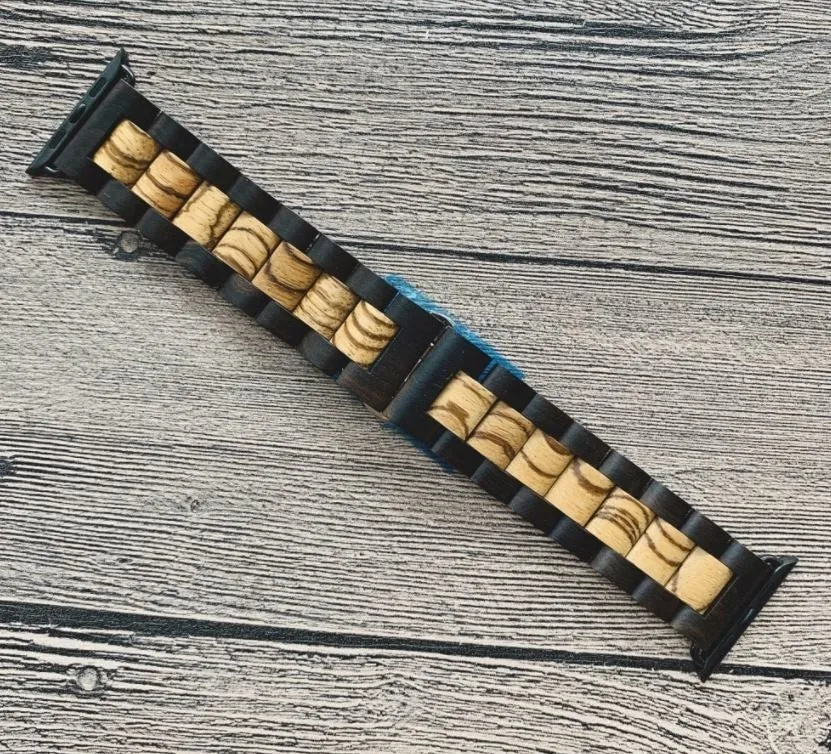 Exclusive Apple Watch Wood Strap (Black/Tan)  Going Fast!