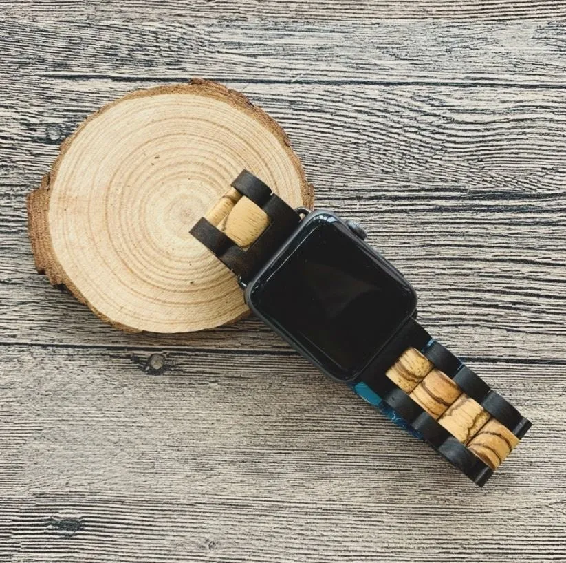 Exclusive Apple Watch Wood Strap (Black/Tan)  Going Fast!