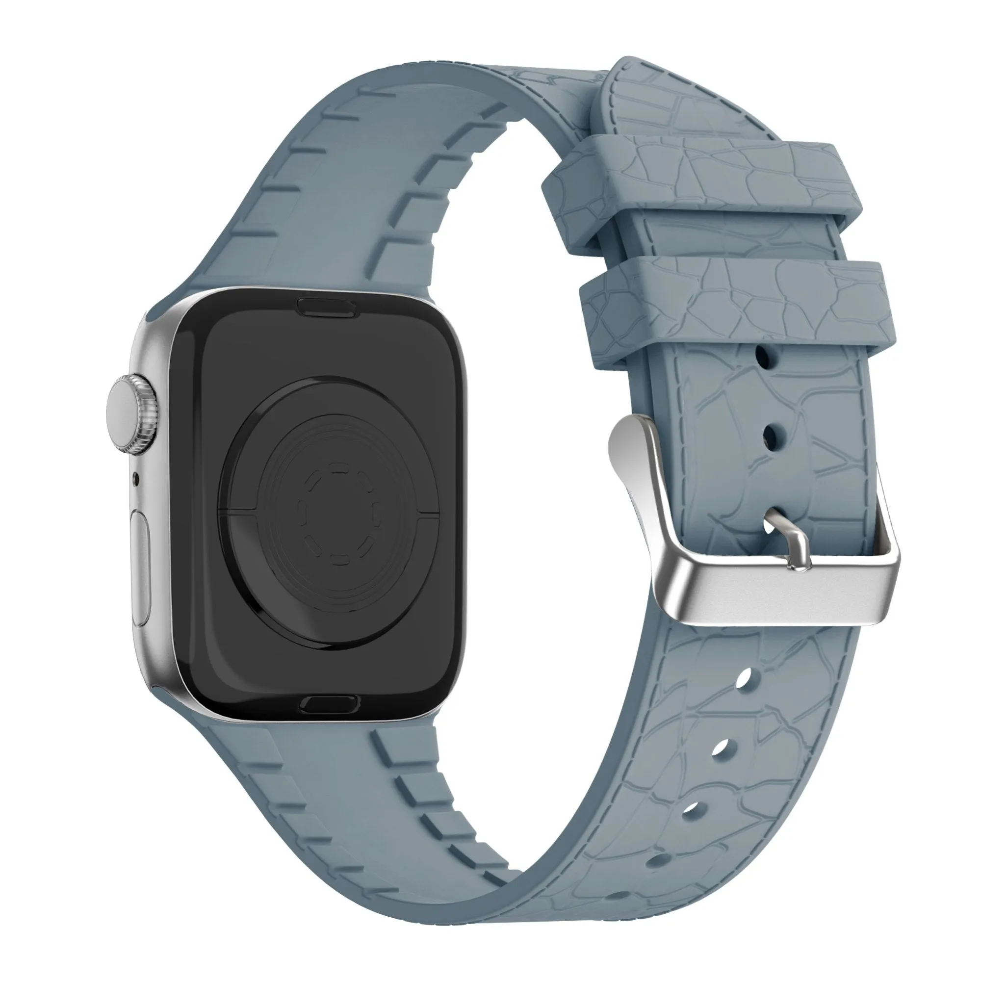 Exclusive Bandz Apple Watch Silicone Strap With Leather Pattern (Grayblue)  Today Only!
