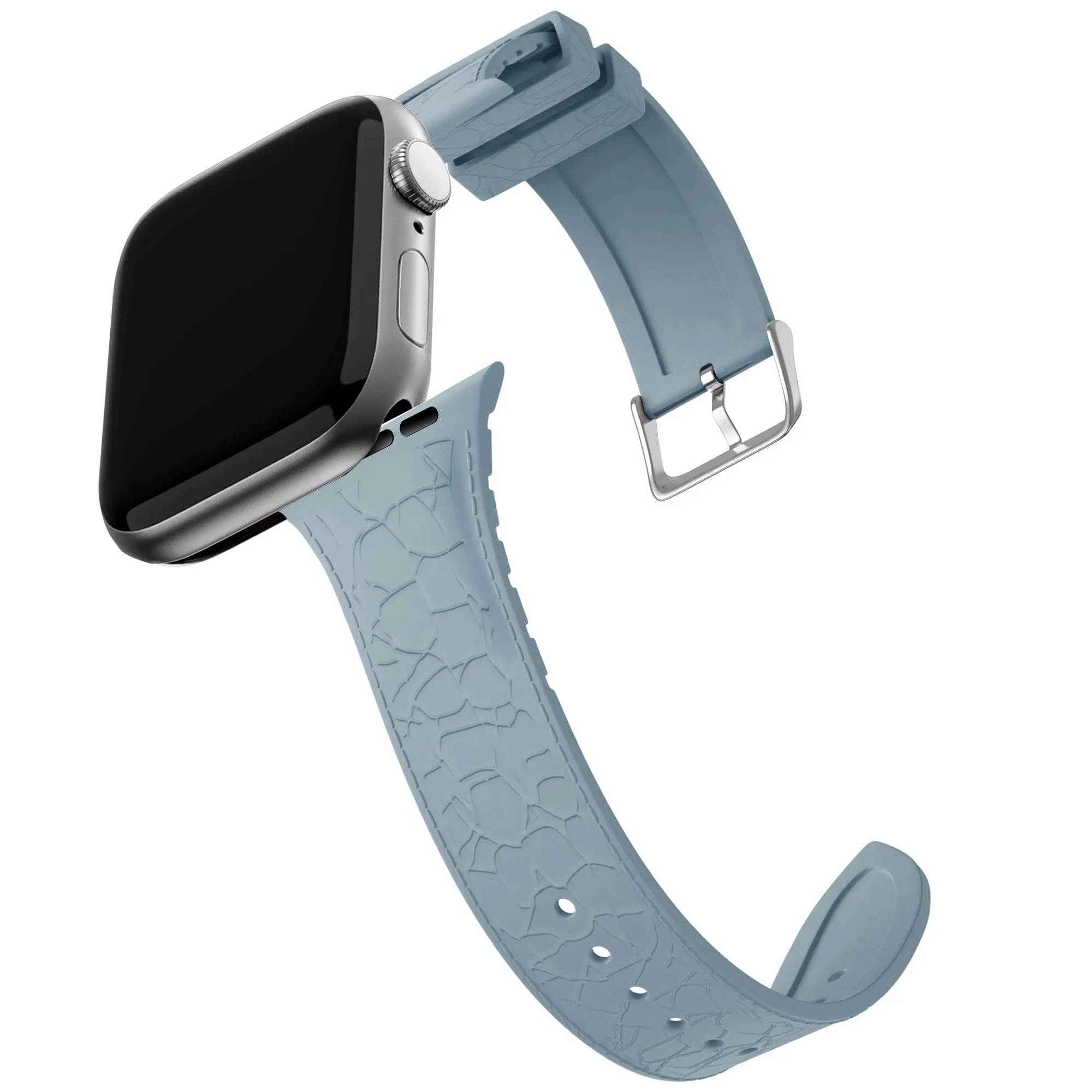 Exclusive Bandz Apple Watch Silicone Strap With Leather Pattern (Grayblue)  Today Only!