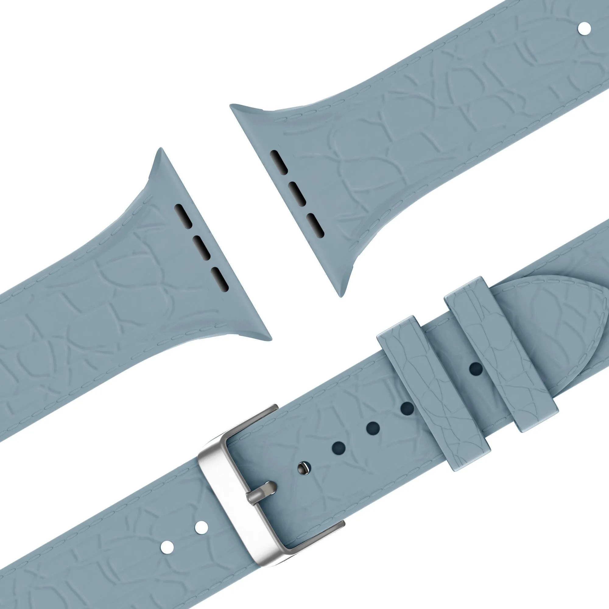 Exclusive Bandz Apple Watch Silicone Strap With Leather Pattern (Grayblue)  Today Only!