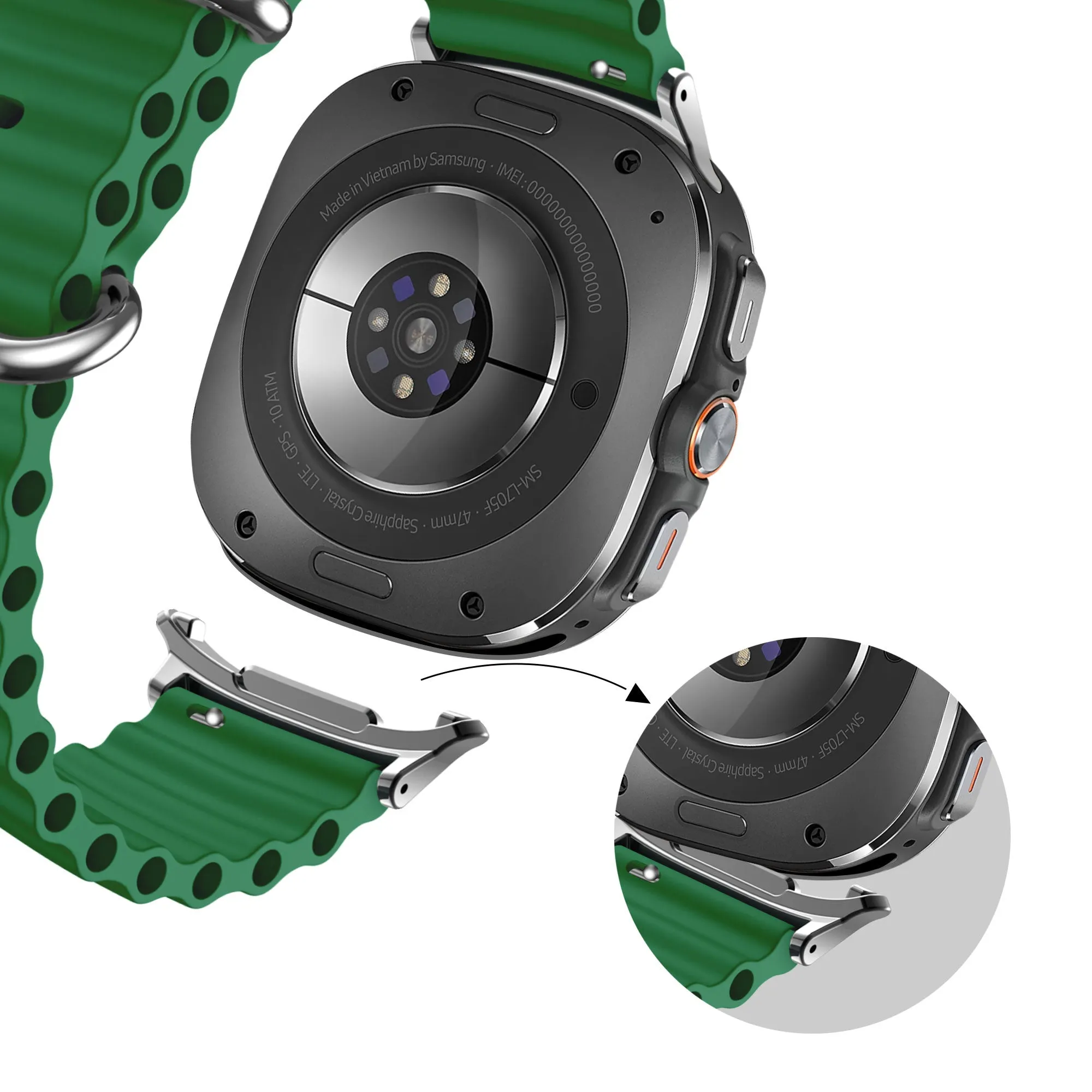 Exclusive Bandz Samsung Galaxy Watch Ultra Ocean Strap 'Classic' (Dark Green)  Dont Miss Out!
