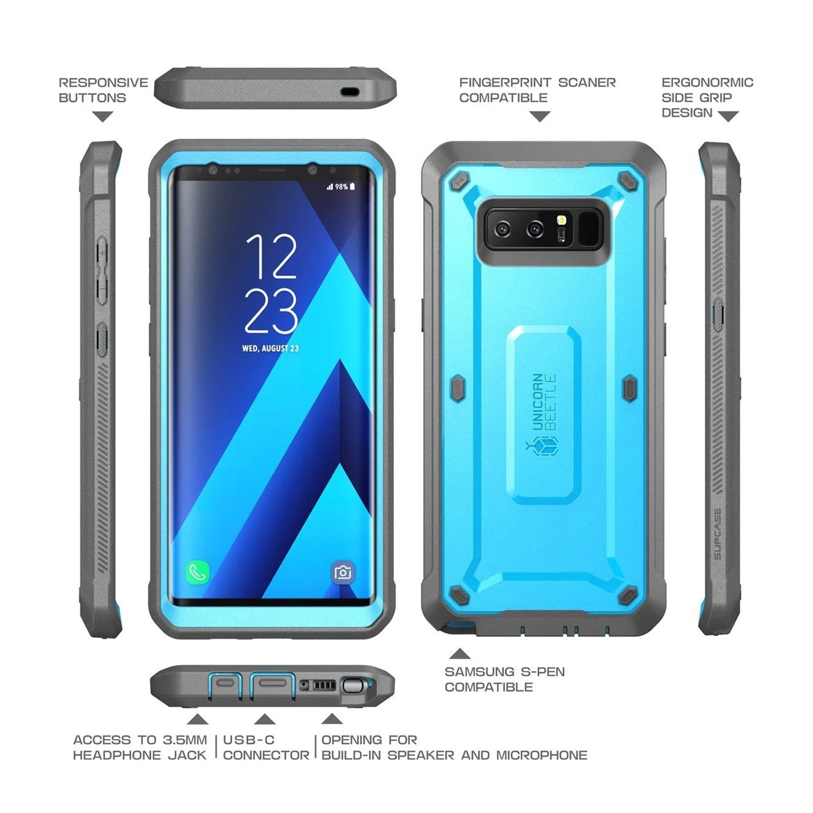 Exclusive Galaxy Note8 Unicorn Beetle Pro Full Body Rugged Holster Case-Blue  Stylish & Comfortable