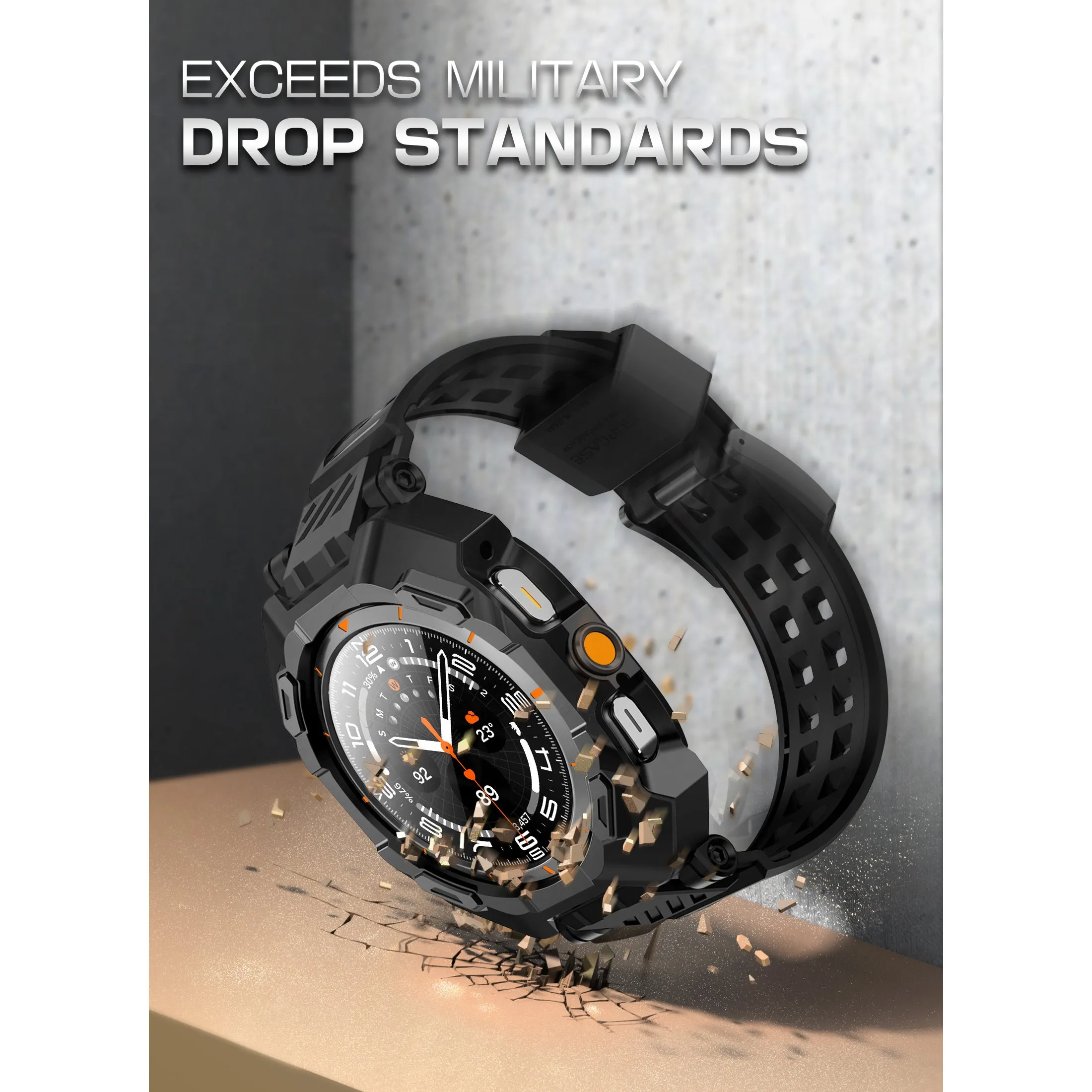 Exclusive Galaxy Watch7 Ultra 47mm Unicorn Beetle PRO Wristband Case with Glass Screen Protectors-Black  Last Few Pieces!