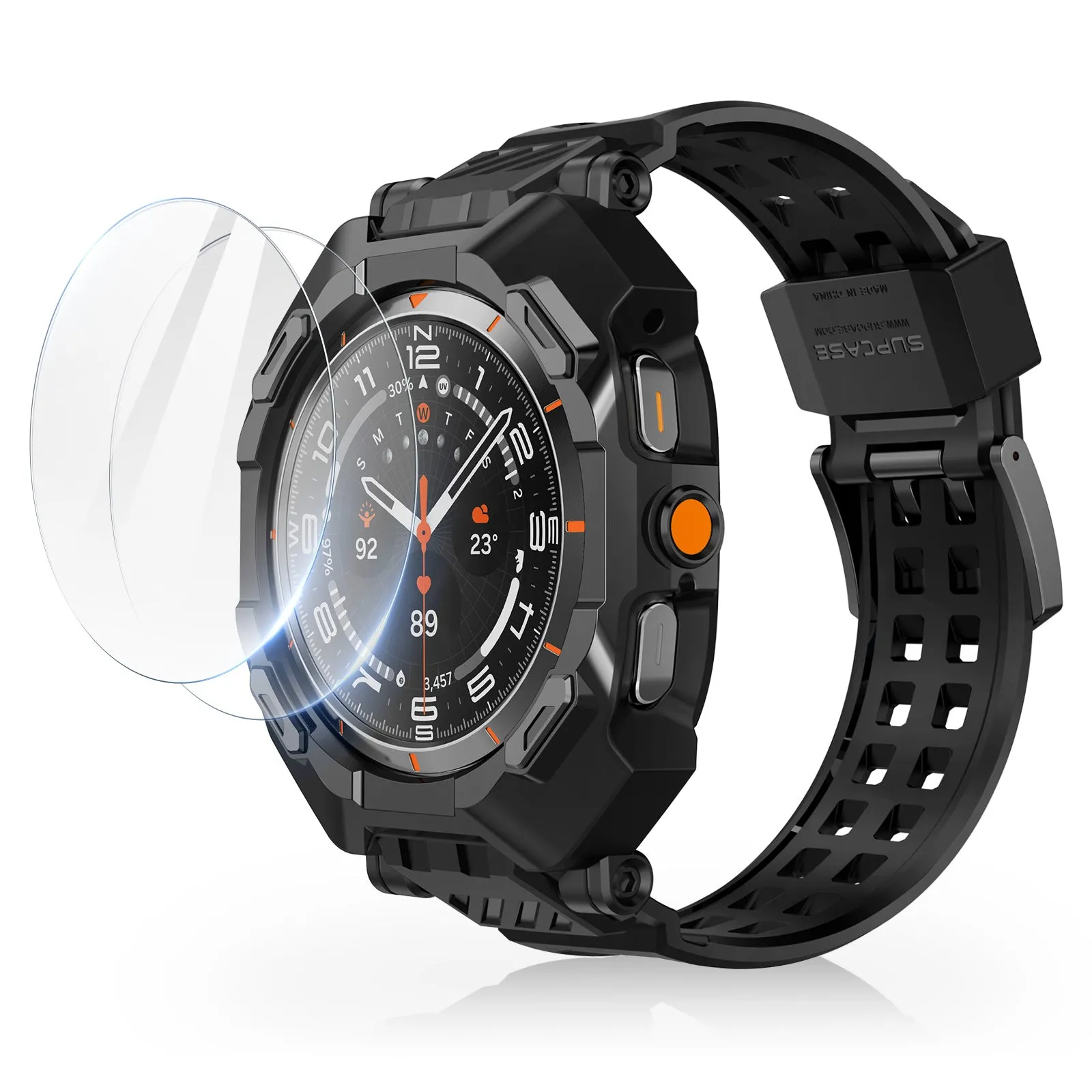 Exclusive Galaxy Watch7 Ultra 47mm Unicorn Beetle PRO Wristband Case with Glass Screen Protectors-Black  Last Few Pieces!